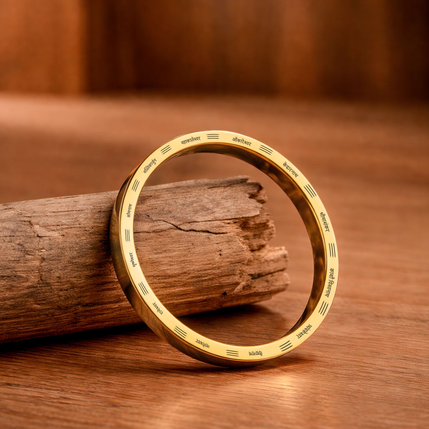 12 Jyotirling MicroCarved Classic Round Kada Gold