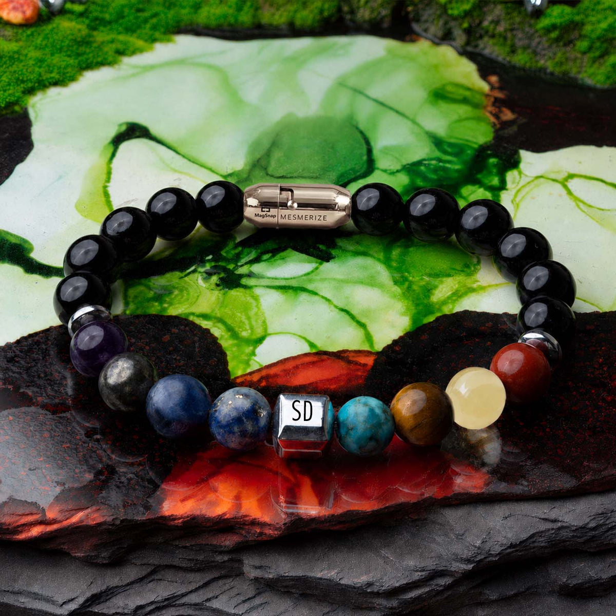 Personalised Super 9 Chakra Natural Stone Bracelet