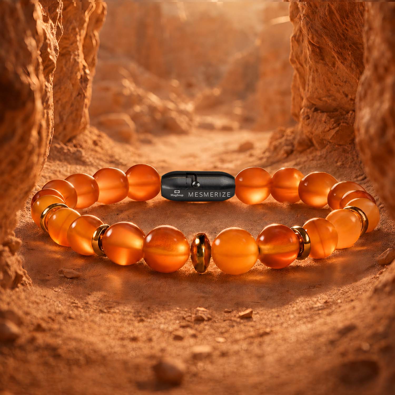 Empowering Carnelian Natural Stone Bracelet with MagSnap