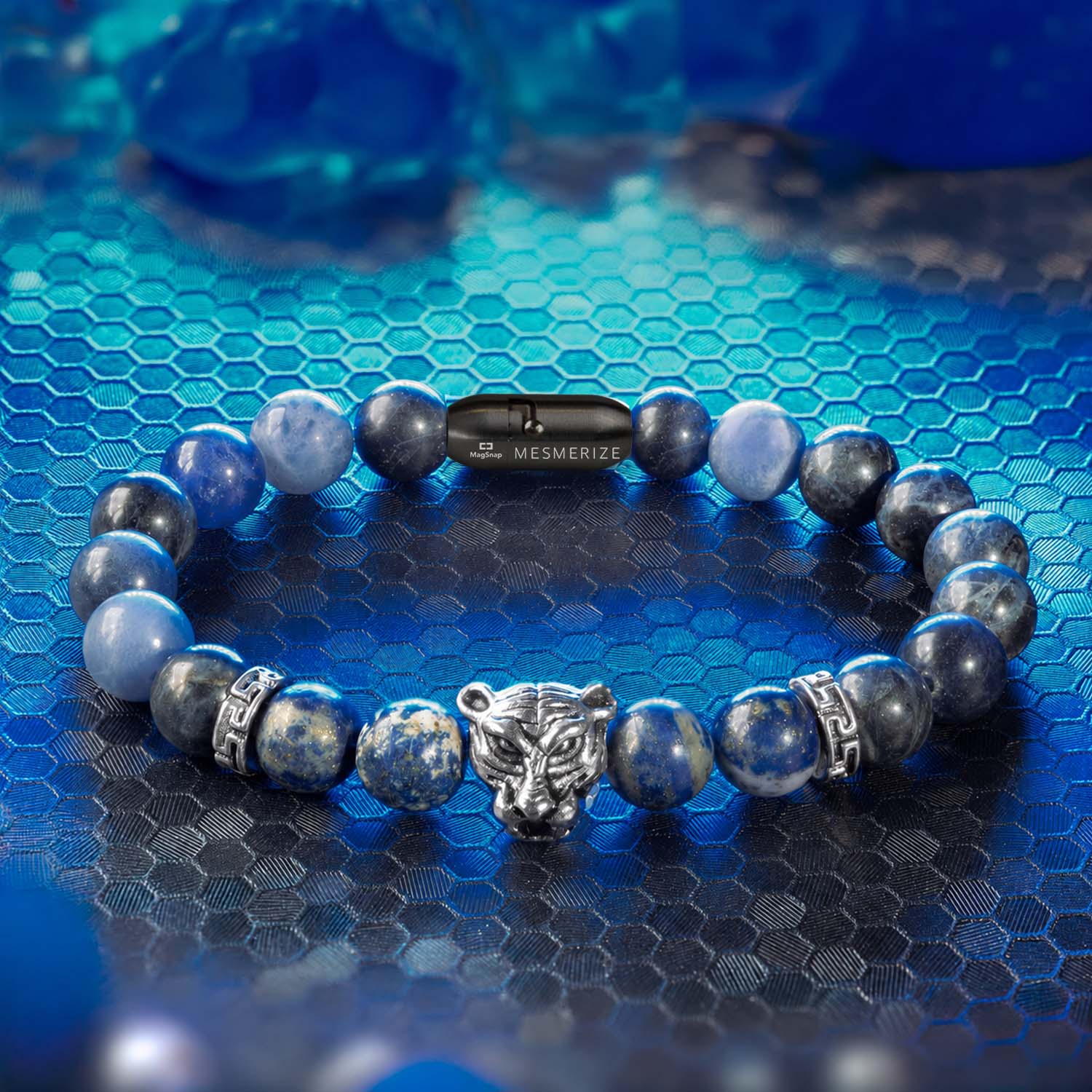 Natural Stone Jewellery Wisdom Lapis Lazuli Natural Stone Panther Bracelet With Magsnap