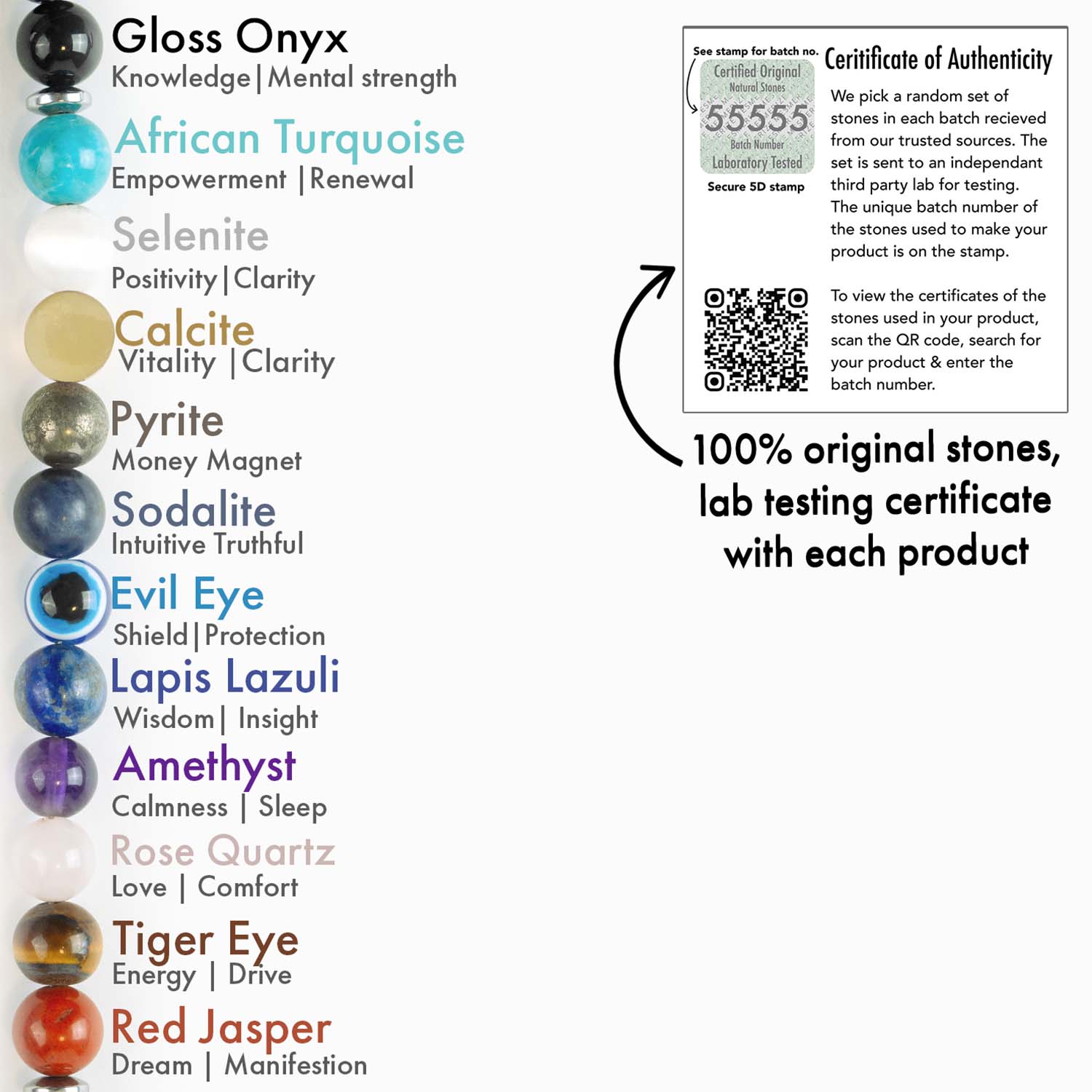 Super 11 Chakra Natural Stone Elastic Bracelet