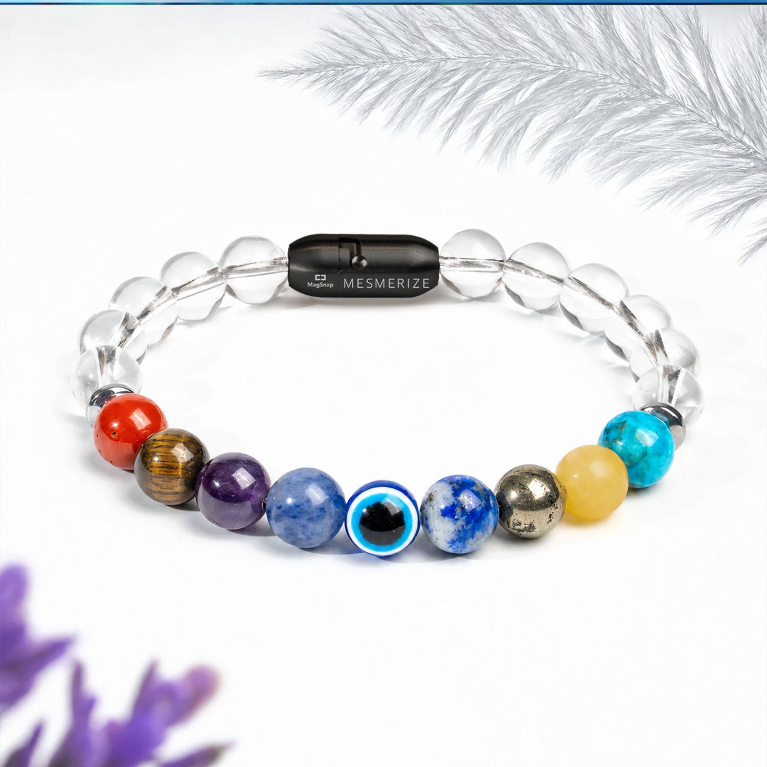 Balanced 9 Chakra Clear Quartz Natural Stone Bracelet