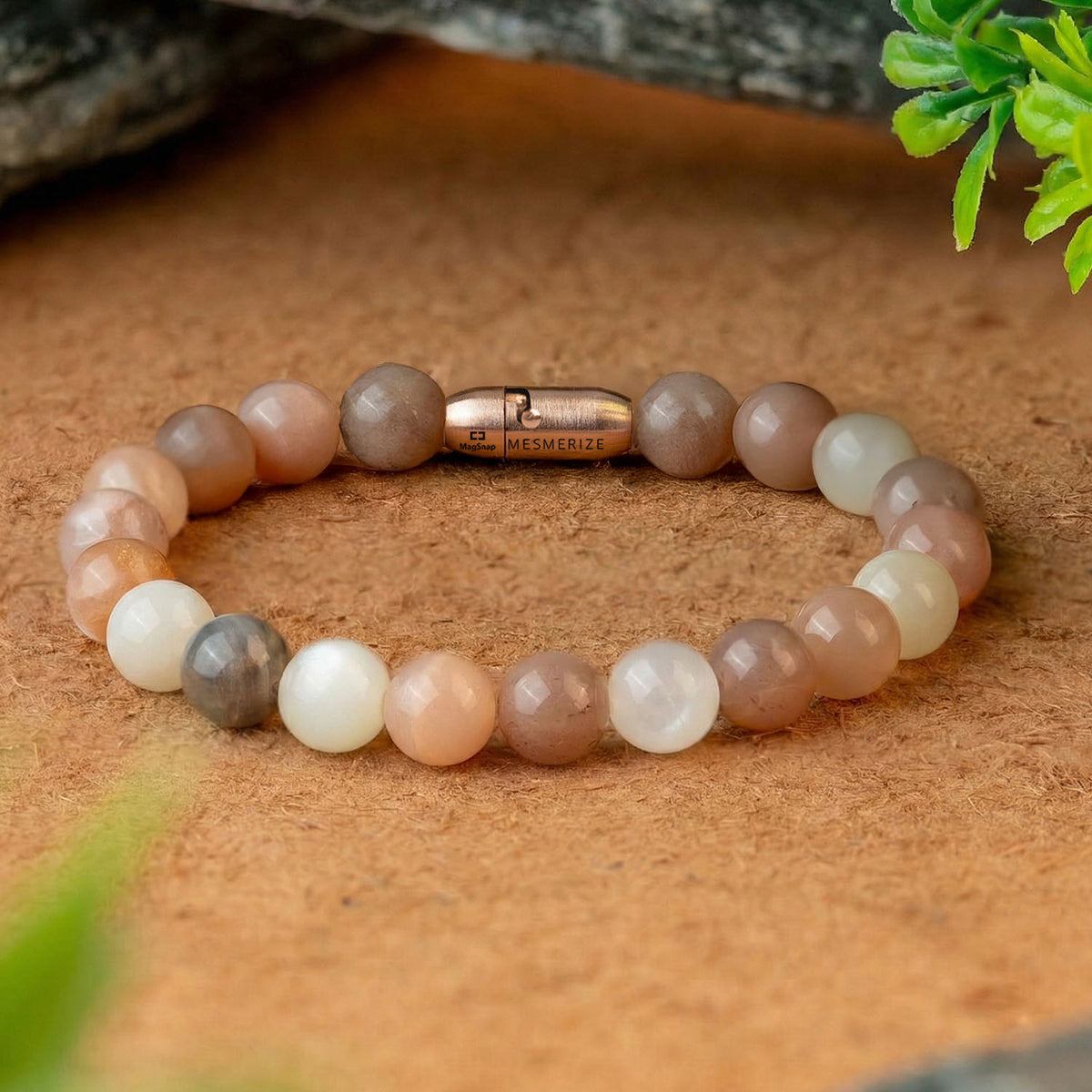 Calming Multi Moon Natural Stone Bracelet with MagSnap