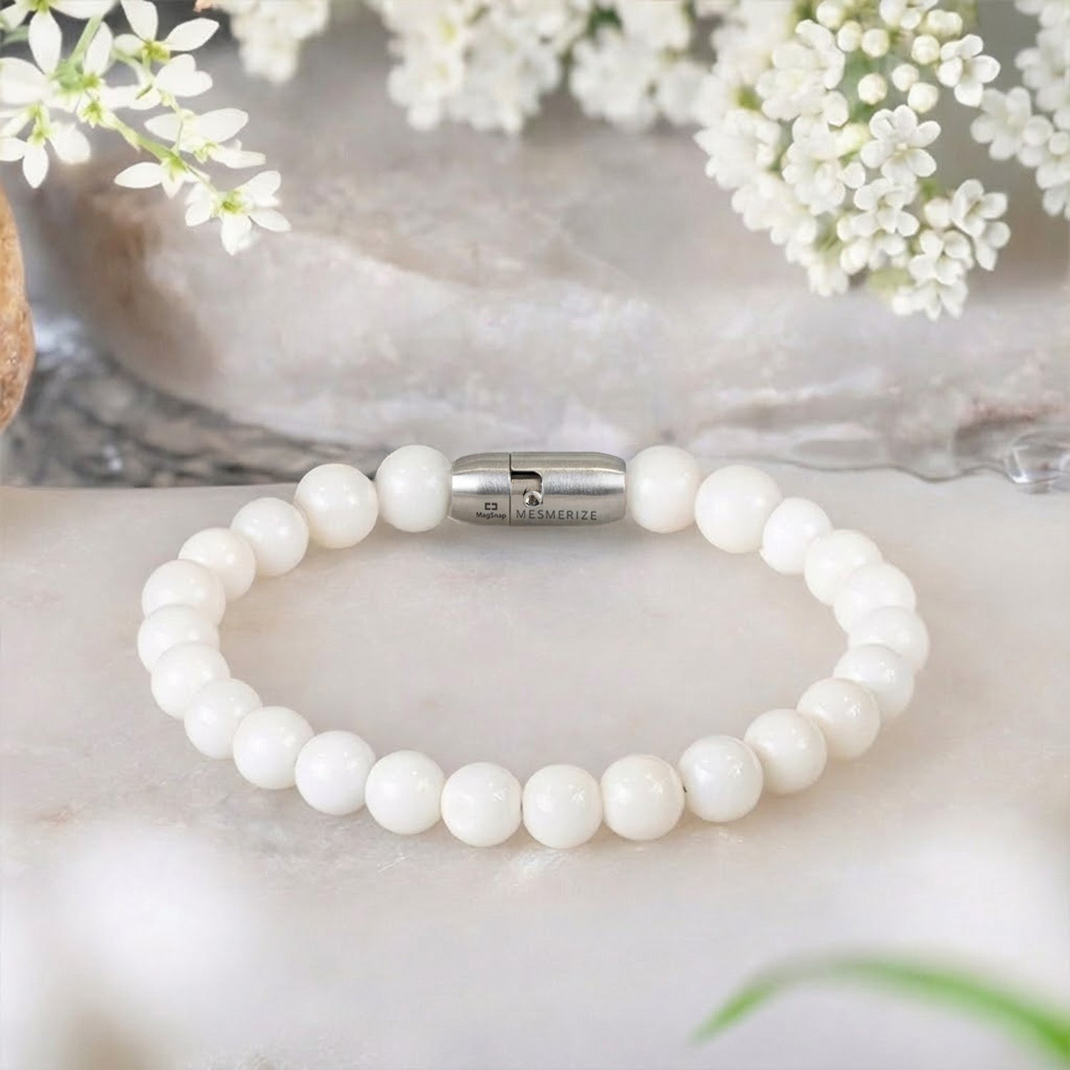 Tranquil White Coral Bracelet Natural Stone Bracelet With MagSnap2