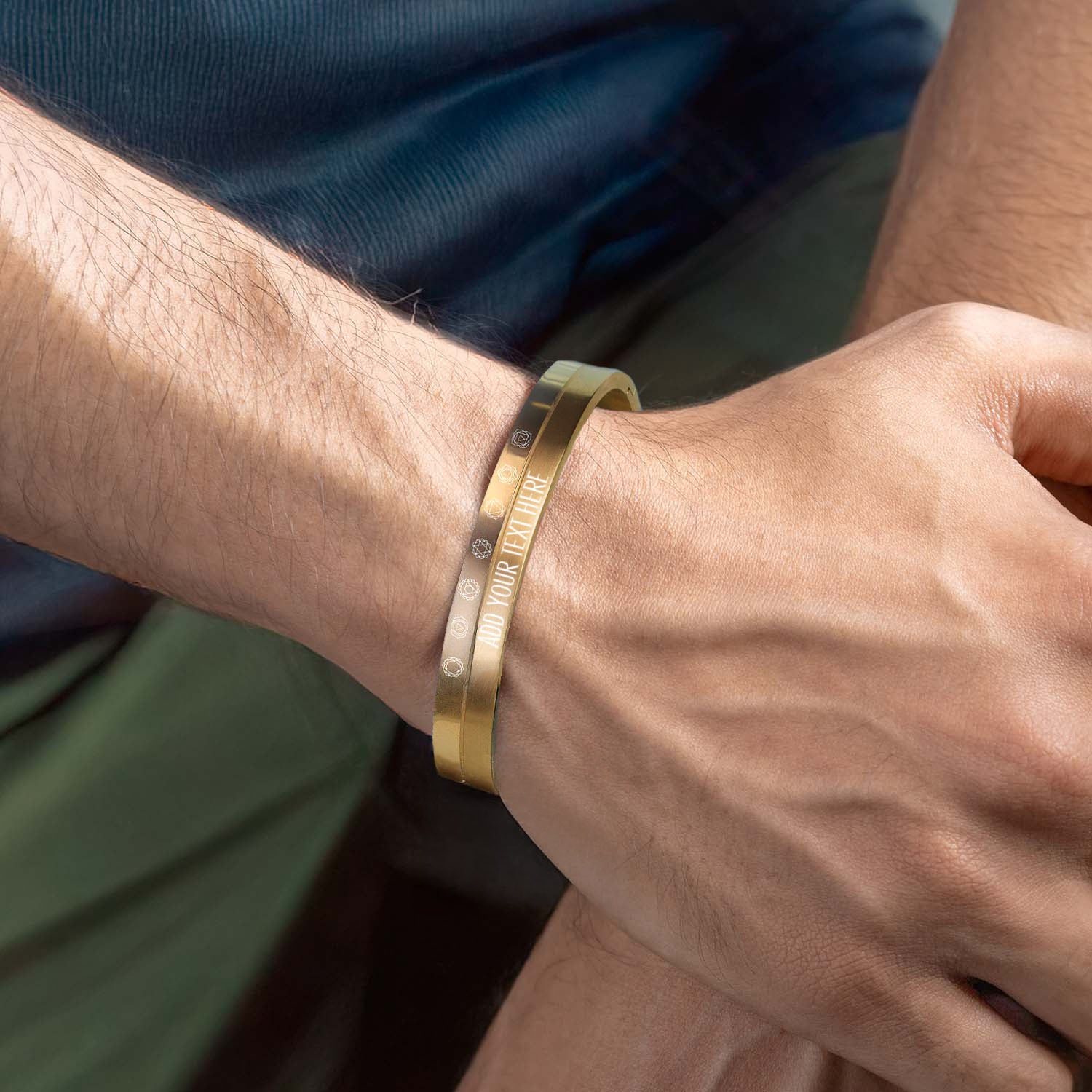 Personalised 7 Chakra Kada Bracelet Gold