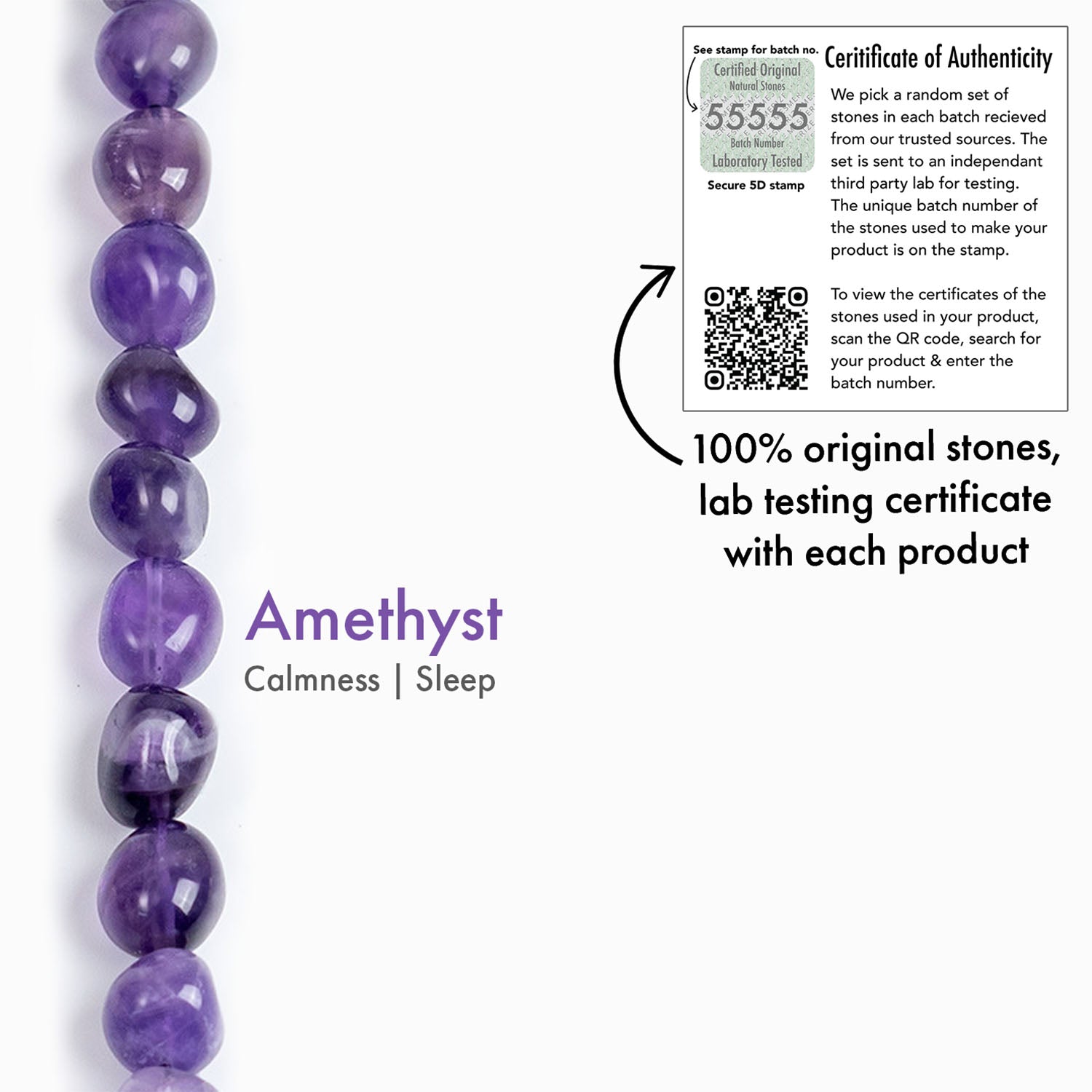 Amethyst Tumble Natural Stone Elastic Bracelet