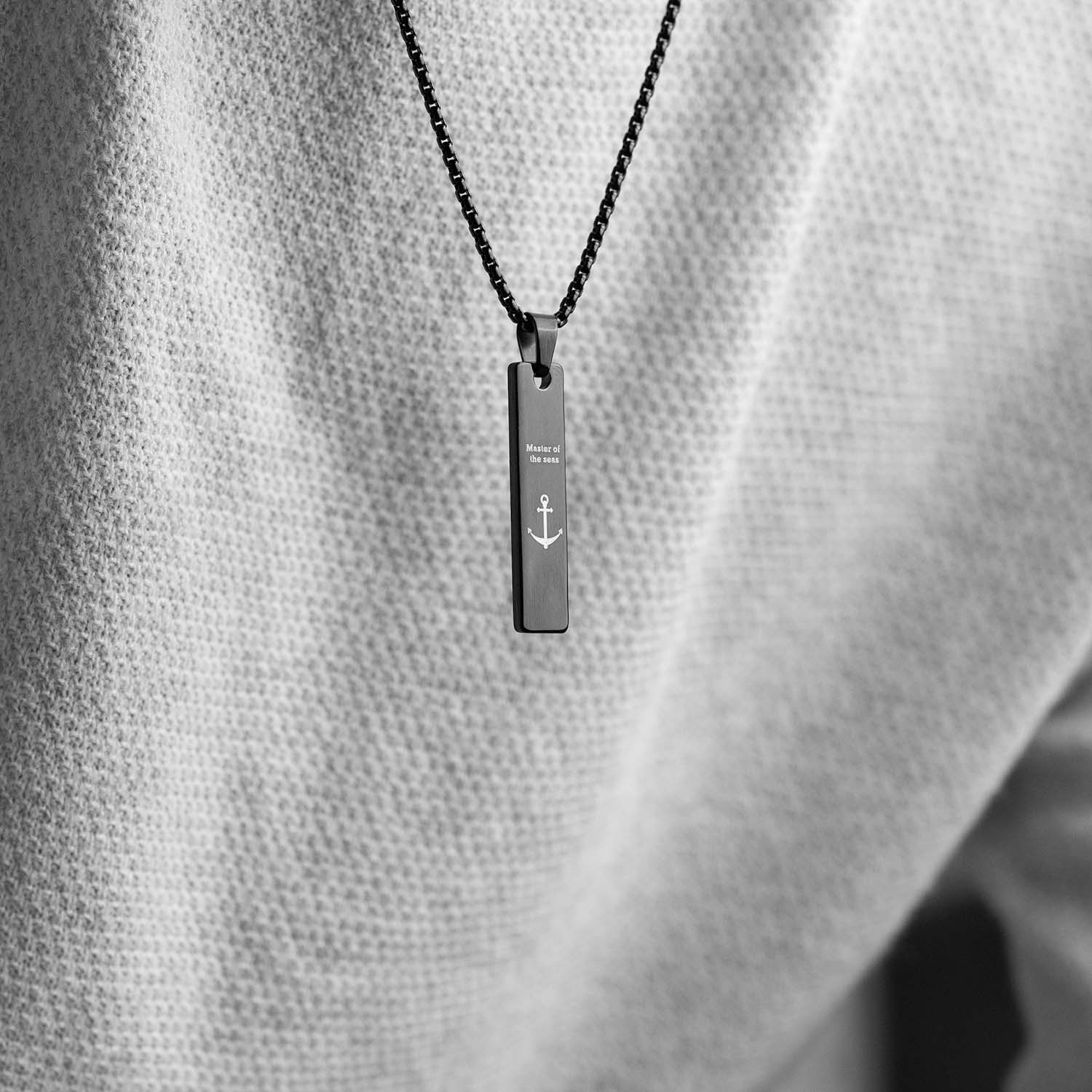 Black Navy Combat Mini Bar Necklace