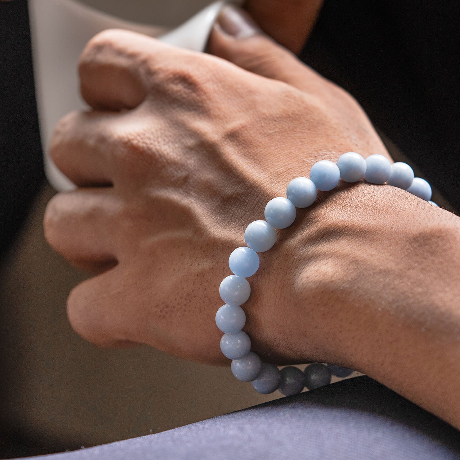 Calming Angelite Natural Stone Bracelet with MagSnap