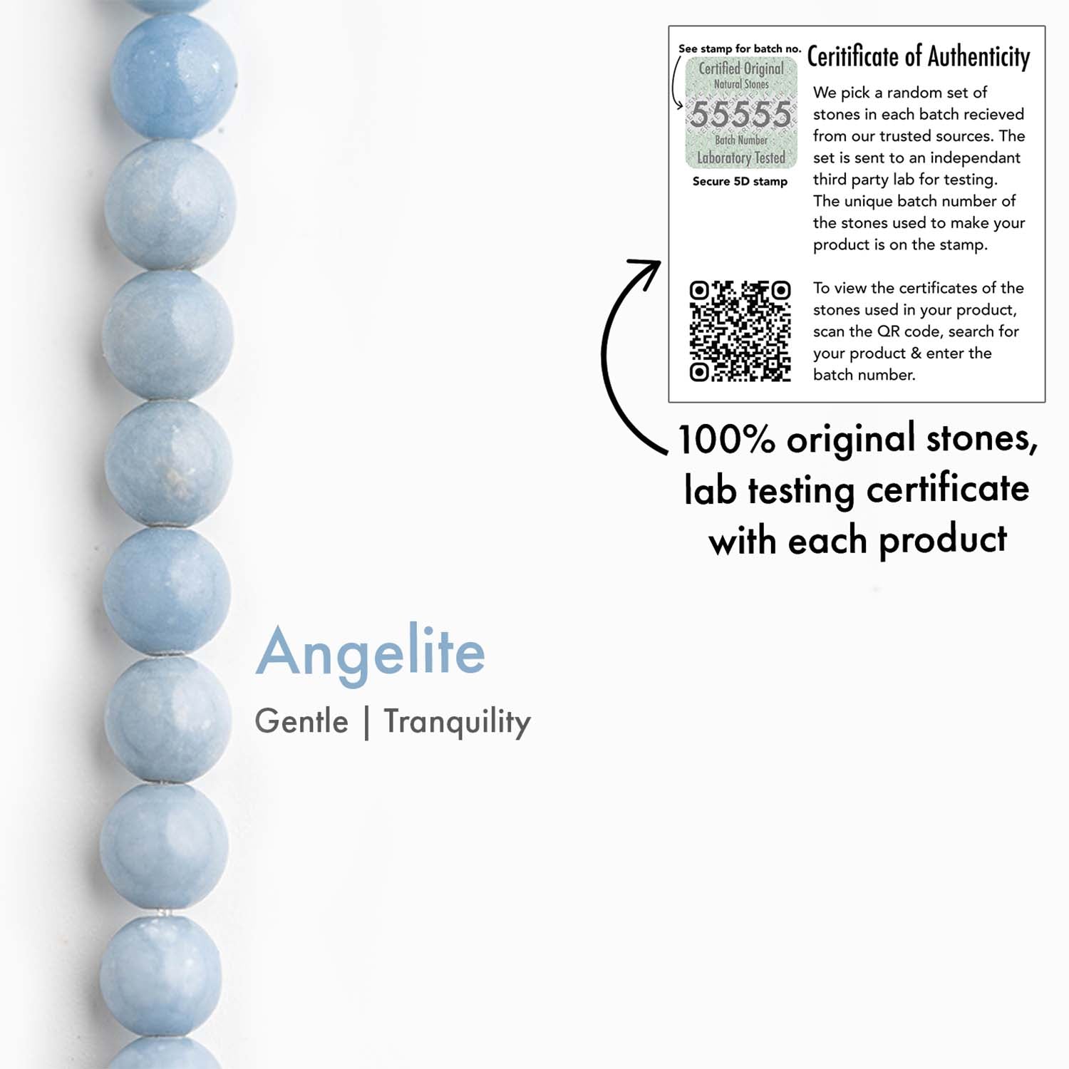 Calming Angelite Natural Stone Elastic Bracelet