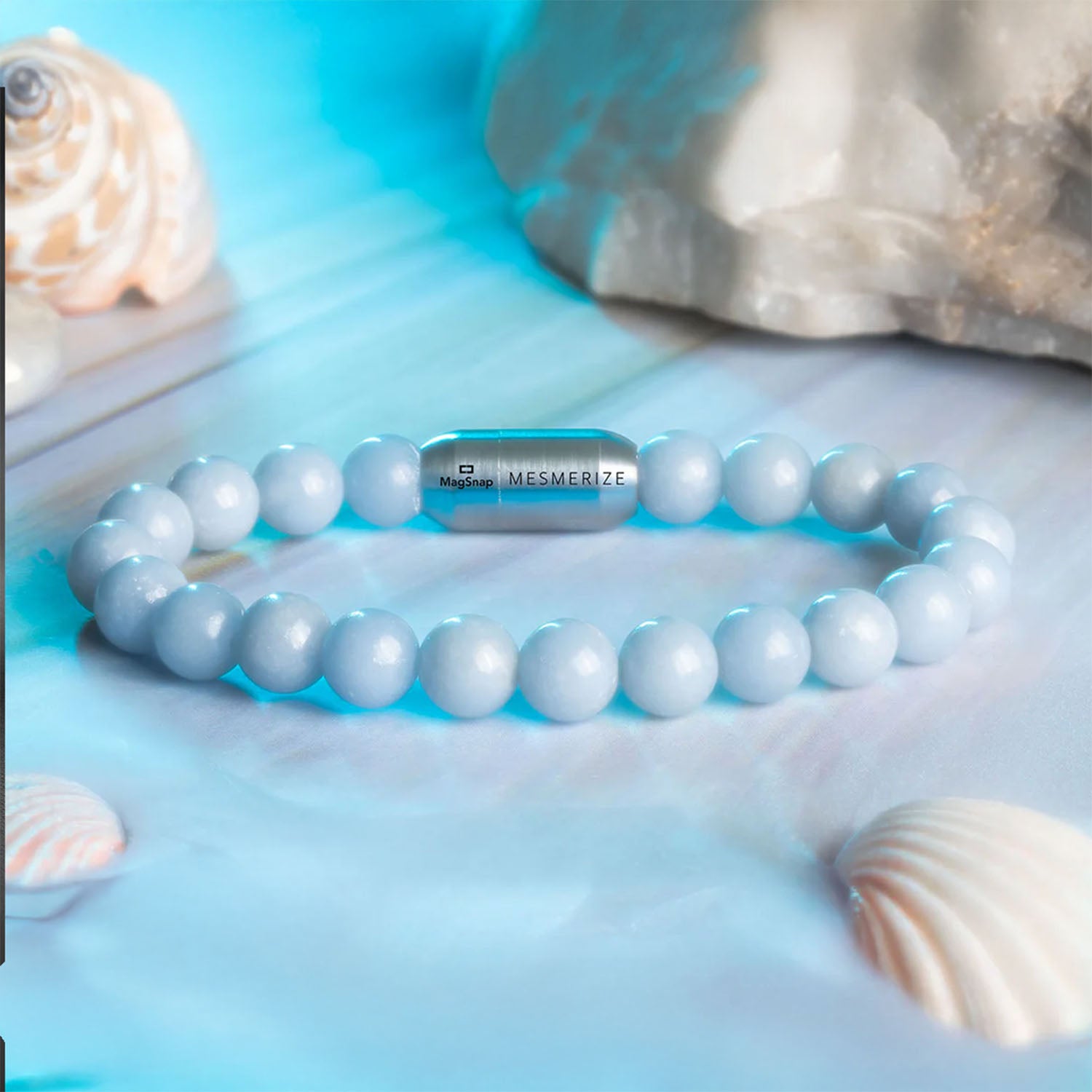 Calming Angelite Natural Stone Bracelet with MagSnap