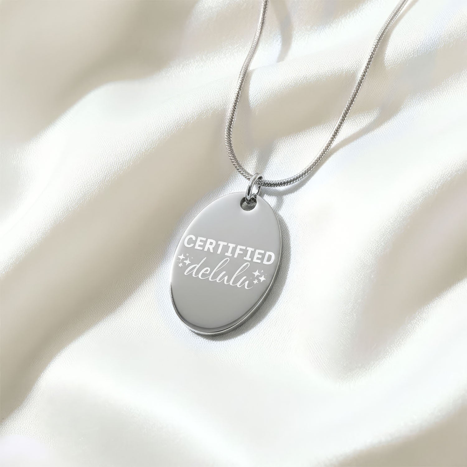 Certified Delulu Oval Necklace Silver