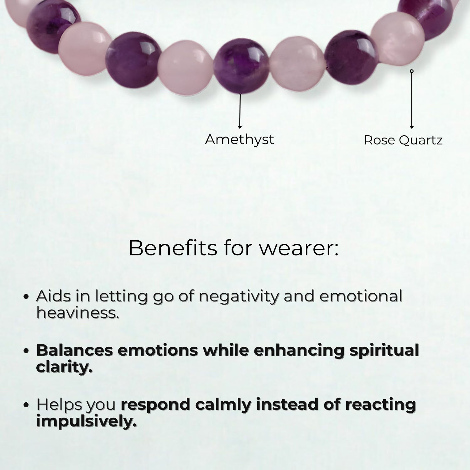 Compassionate Amethyst & Rose Quartz Natural Stone Elastic Bracelet