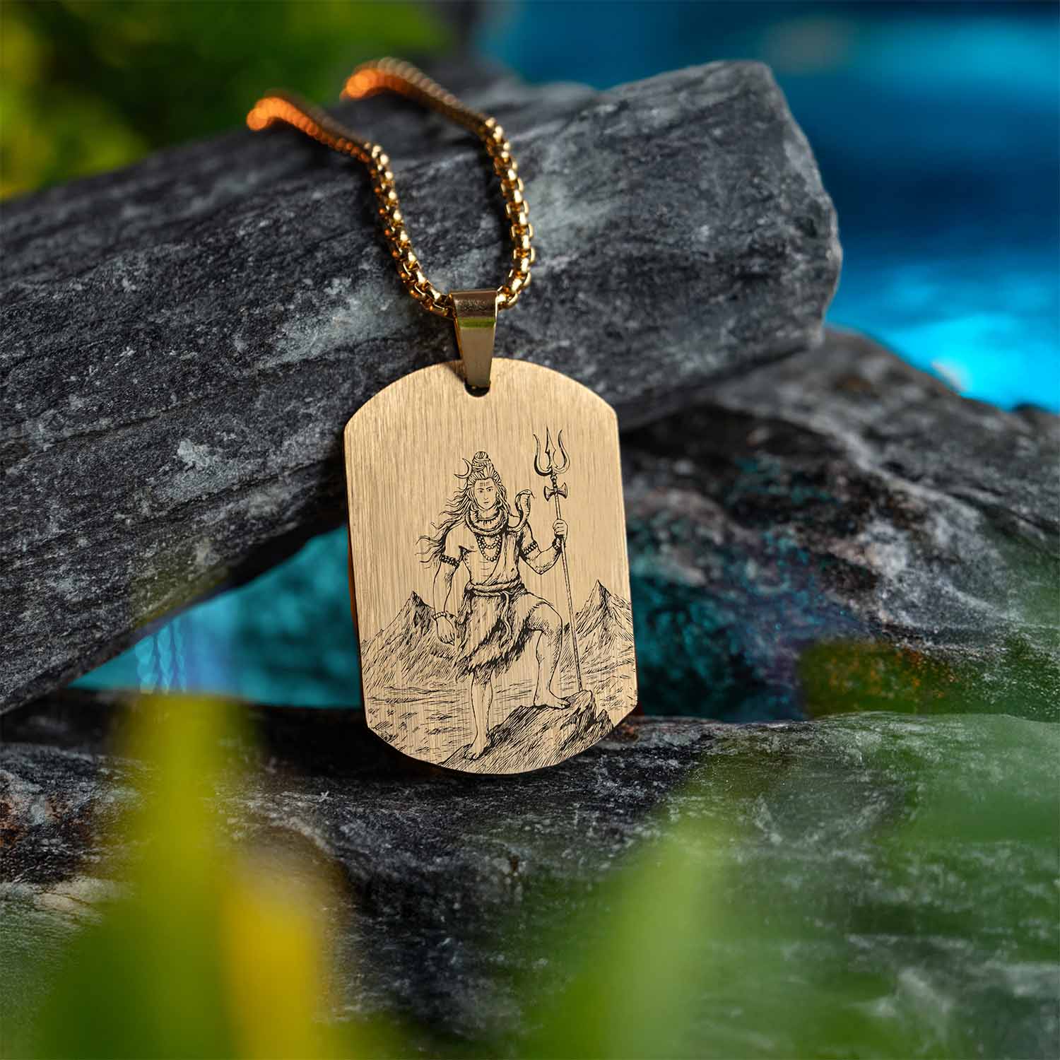 Eternal Shiv Godform Gold Tag Necklace