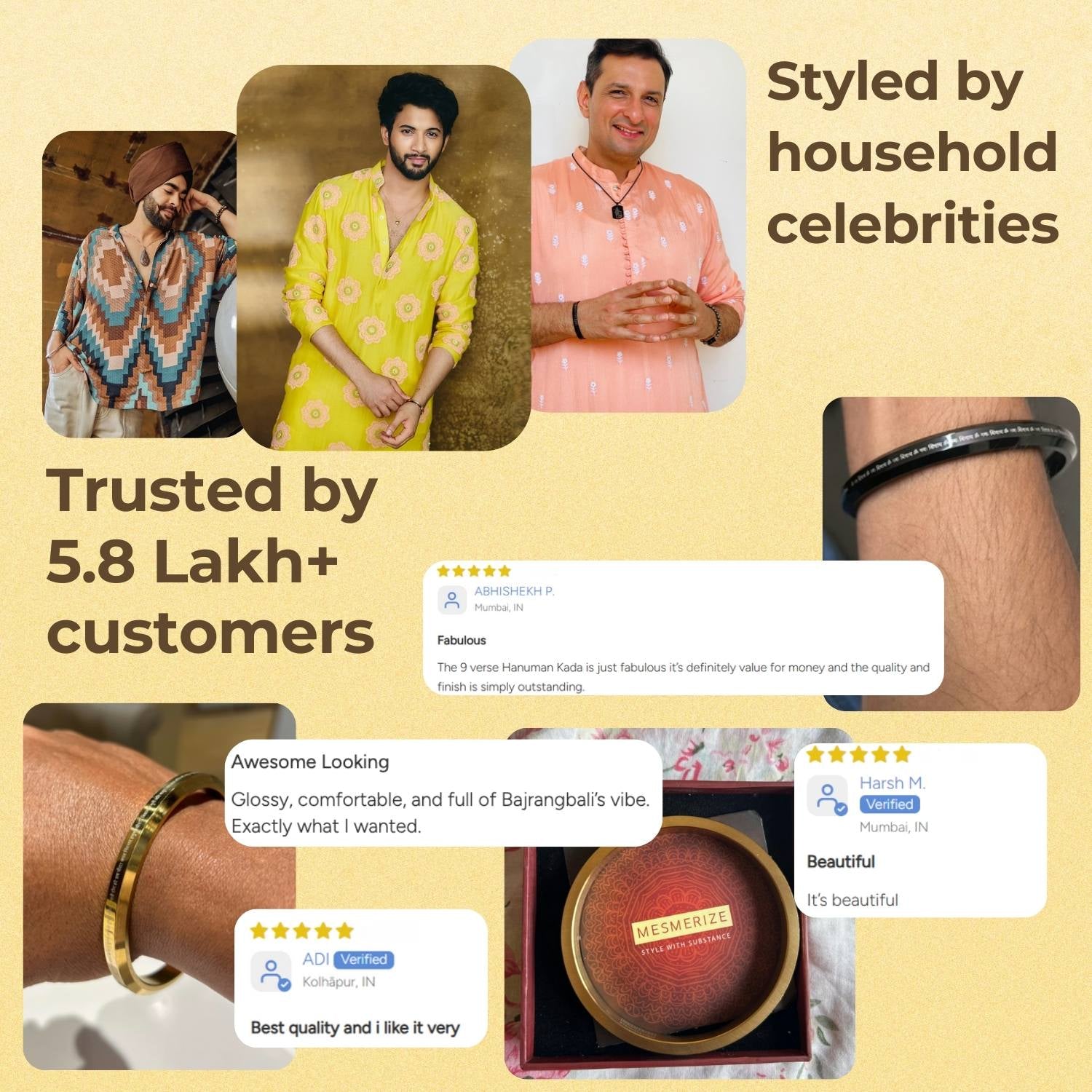 Yada Yada Hi Dharmasya Mahabharat MicroCarved Round Kada Gold