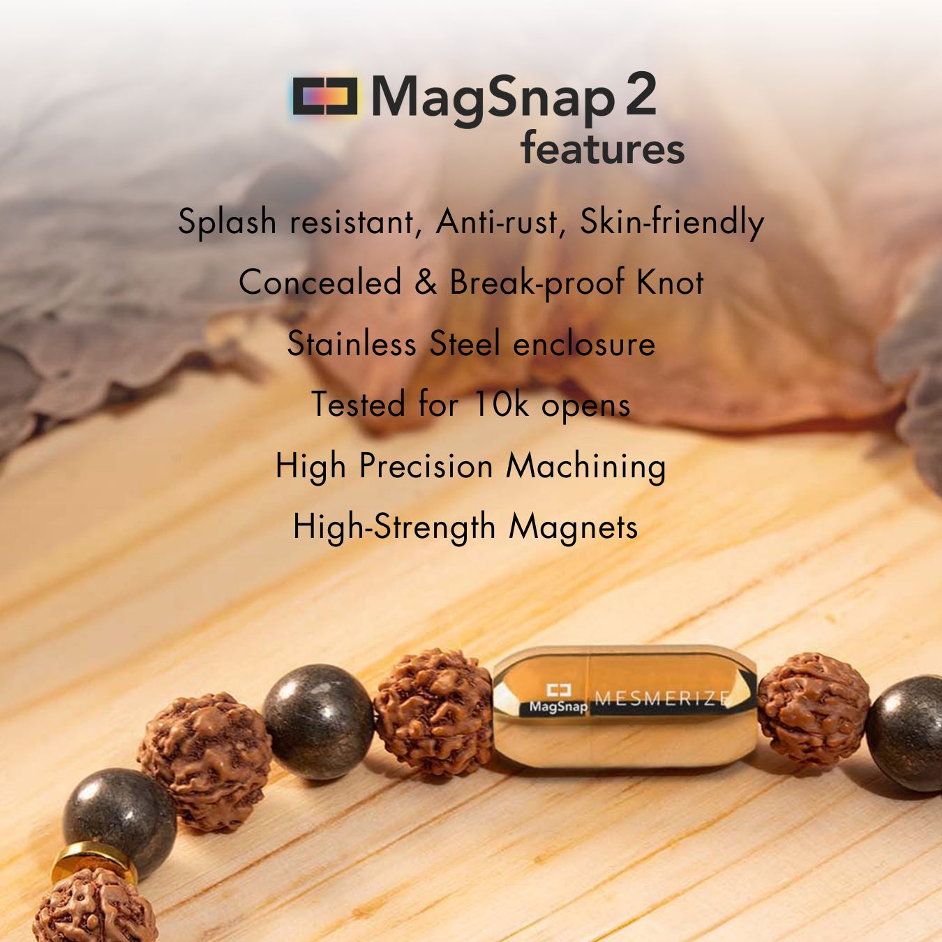 Grounded Rudraksh Natural Stone Bracelet With MagSnap2
