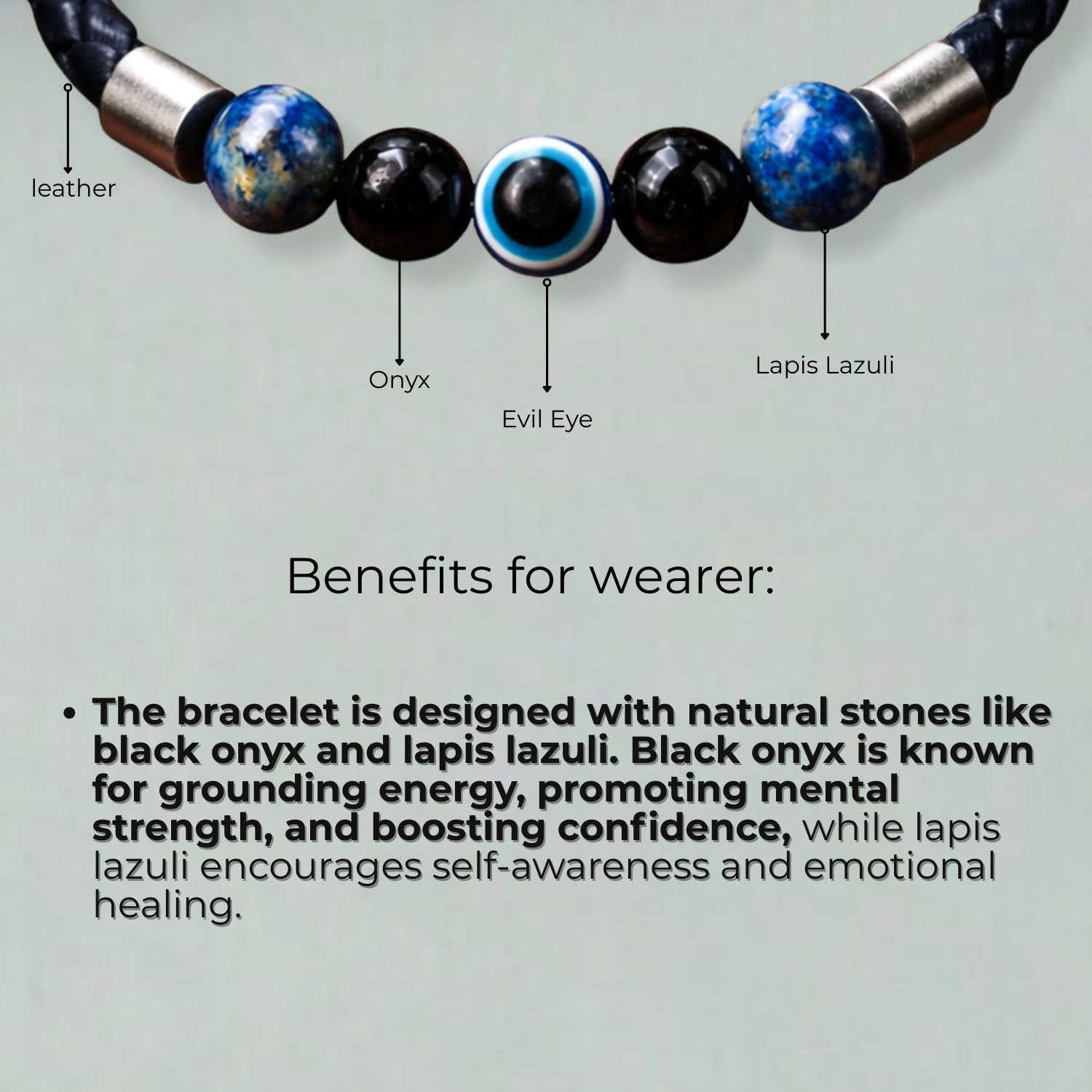 Gloss Onyx And Lapis Lazuli Natural Stone NeoLeather Bracelet With MagSnap2
