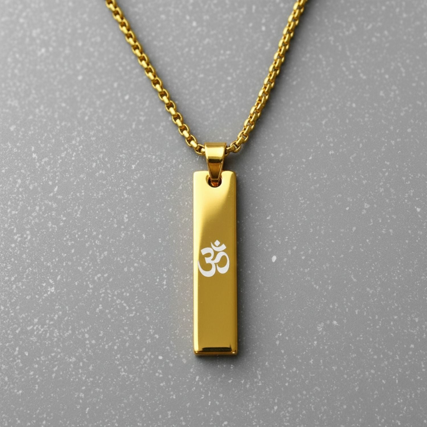Gold Om Spiritual Mini Bar Necklace
