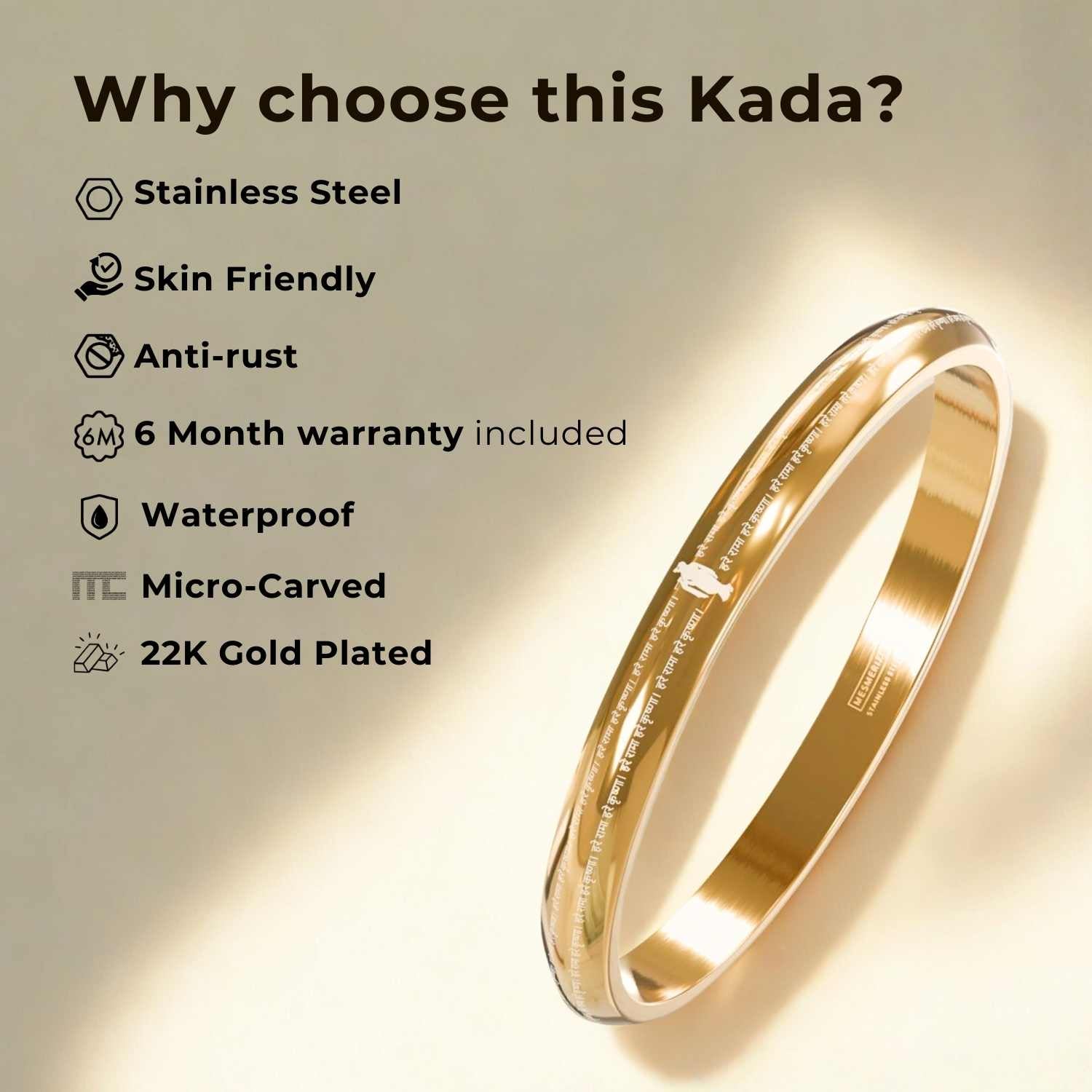 Jai Shree Ram MicroCarved Round Curved Kada Black