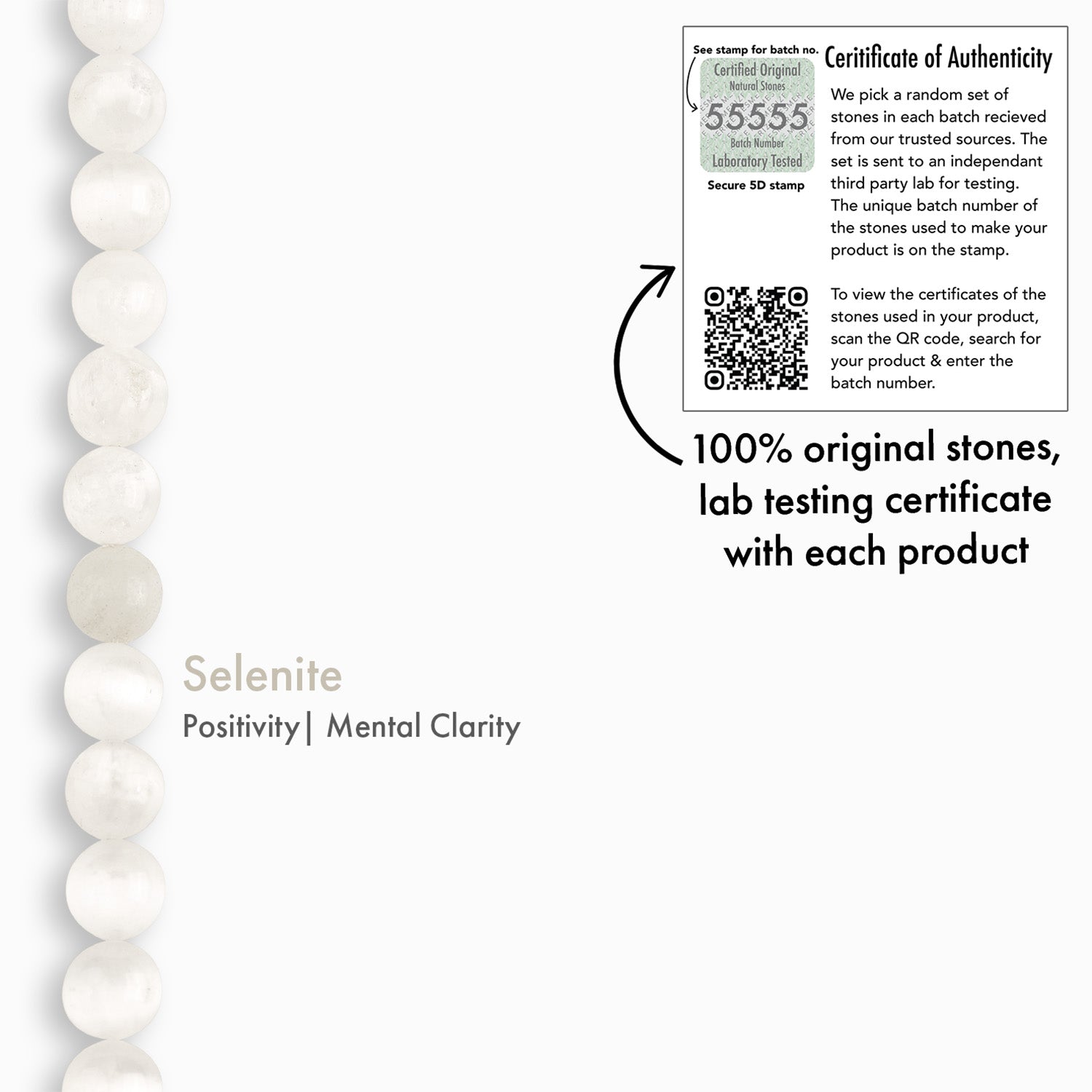 Inner Peace Selenite Natural Stone Elastic Bracelet