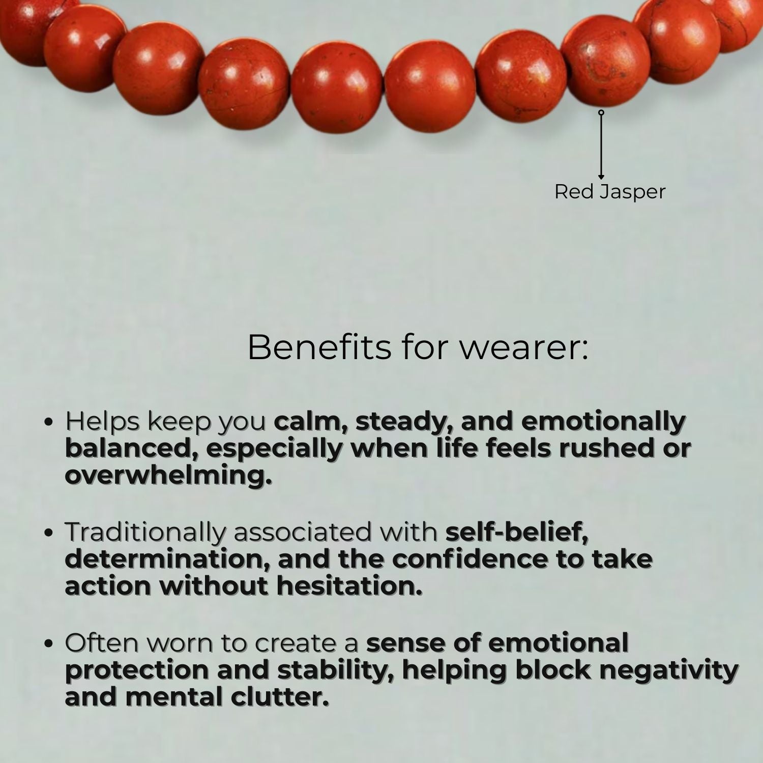 Inner Strength Red Jasper Natural Stone Elastic Bracelet