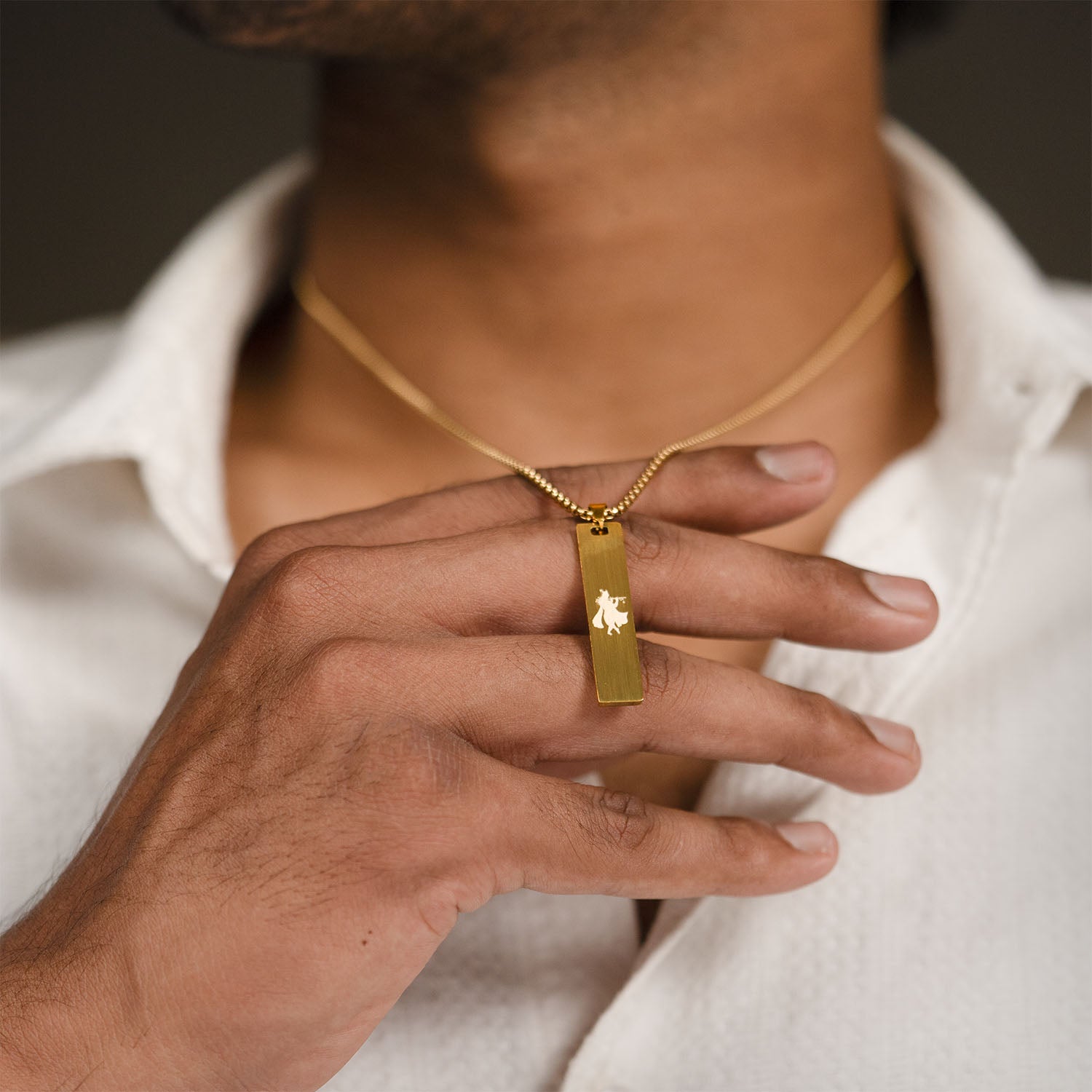 Krishna Mini Tag Necklace Gold