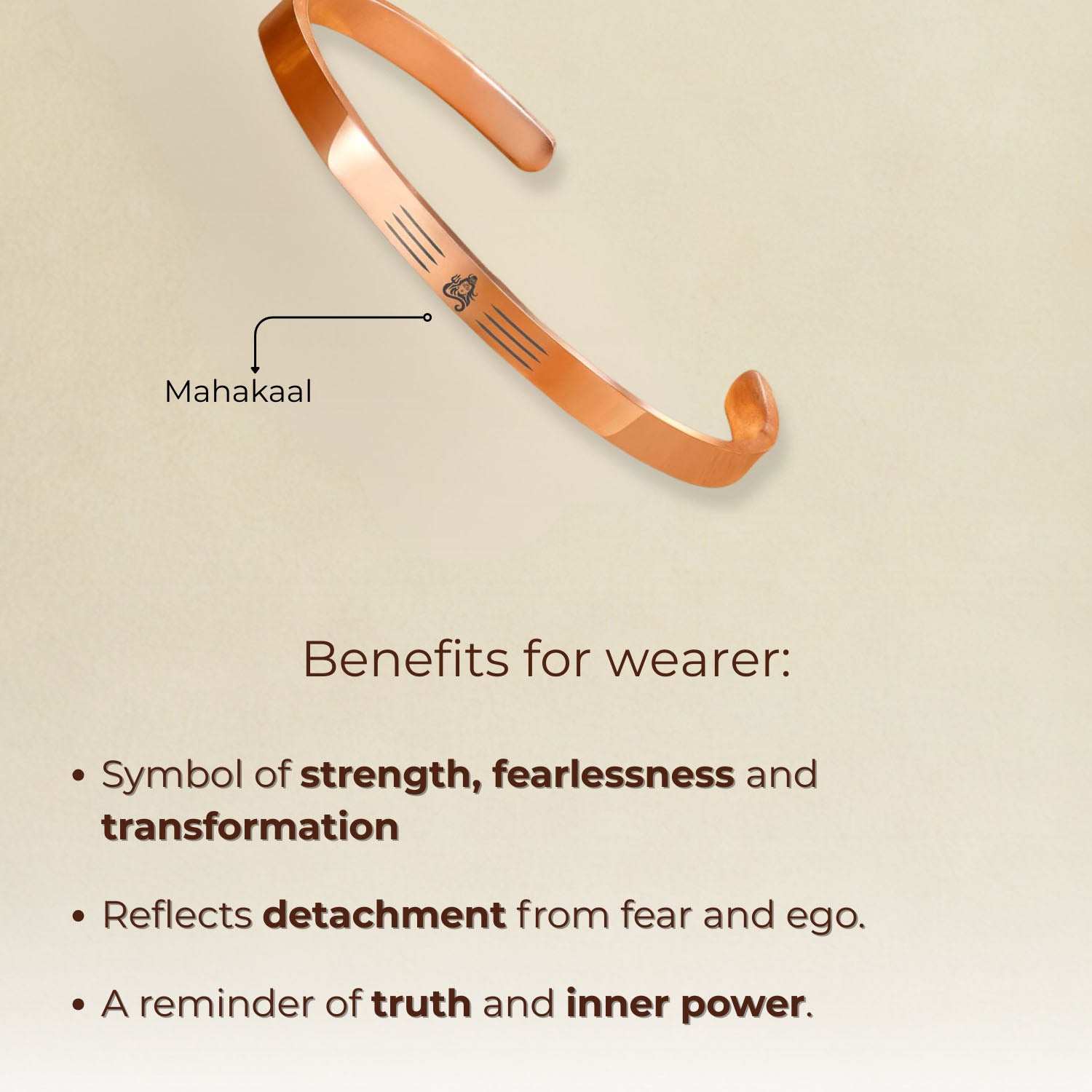 Mahakaal Gloss Cuff Adjustable Bracelet Rose Gold