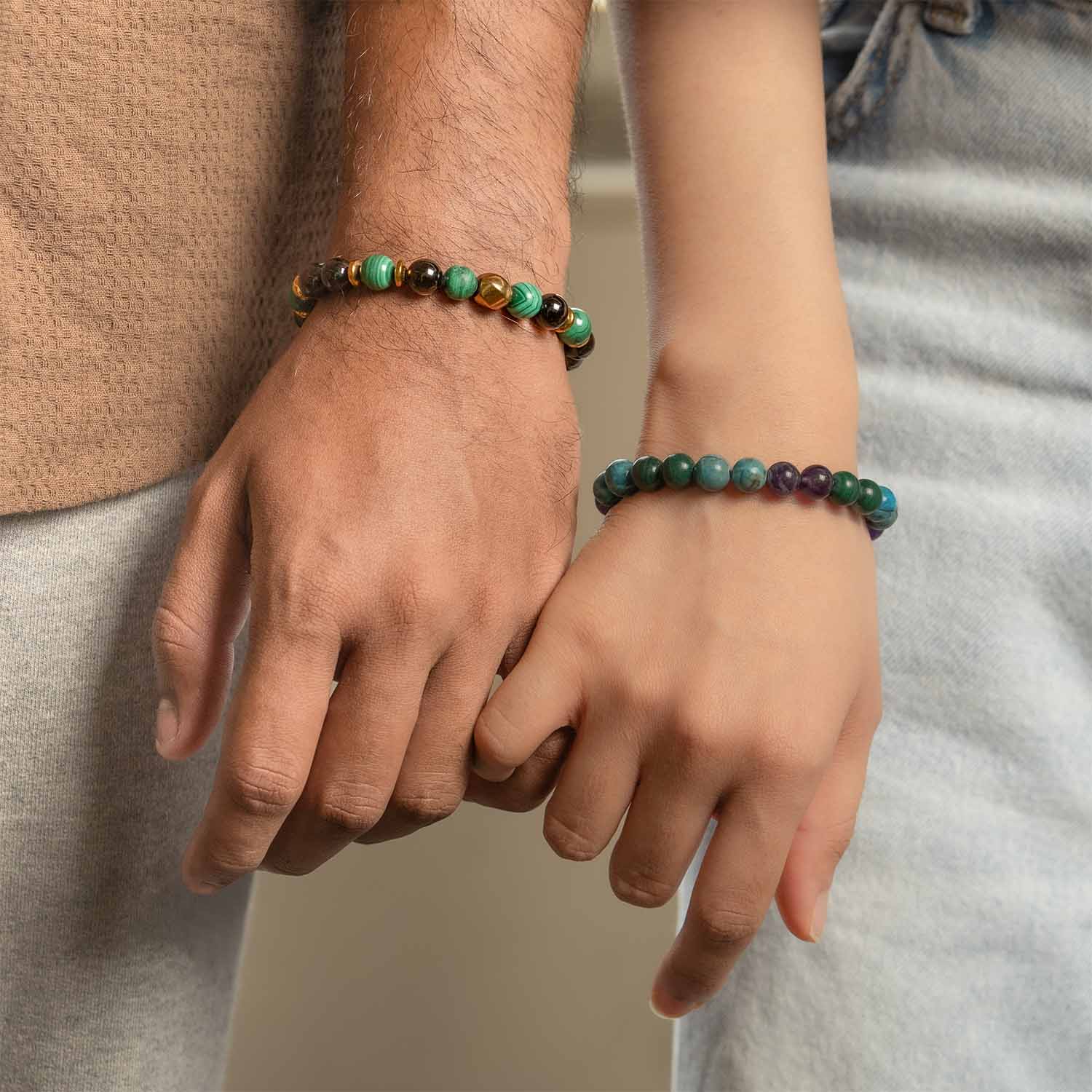 Malachite Natural Stone Couple Bracelets with Magsnap 2