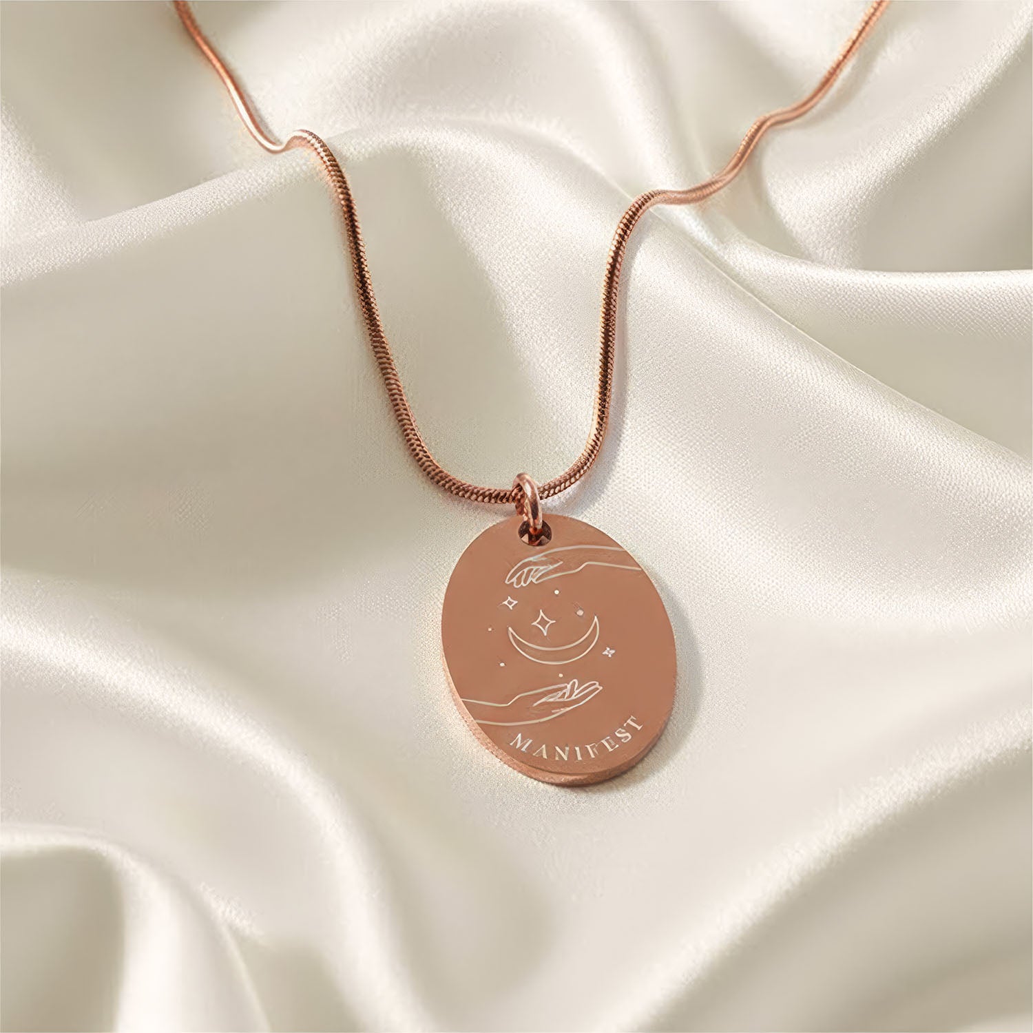 Manifest Oval Necklace Rose Gold