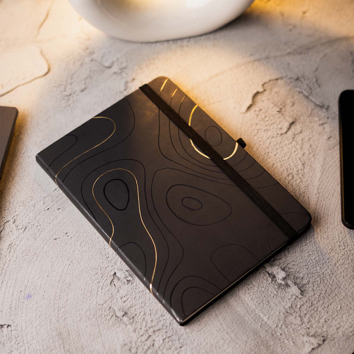 Matte Black Notebook with Ultra Matte Black Pyrite 2 in 1 MagSnap Roller Ball Pen with Stylus None