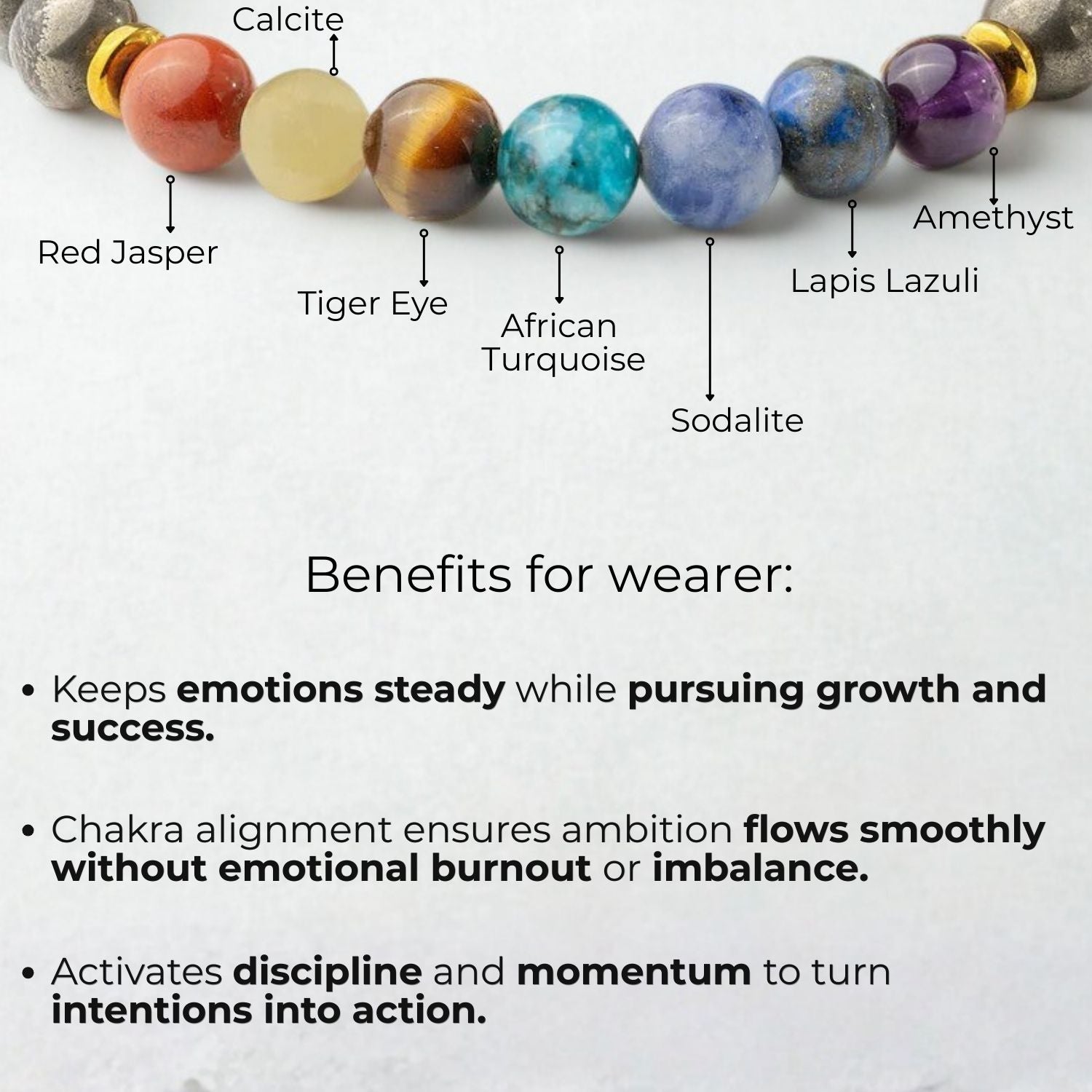 Natural Stone Jewellery Money Magnet Pyrite 7 Chakra Natural Stone Bracelet with Magsnap