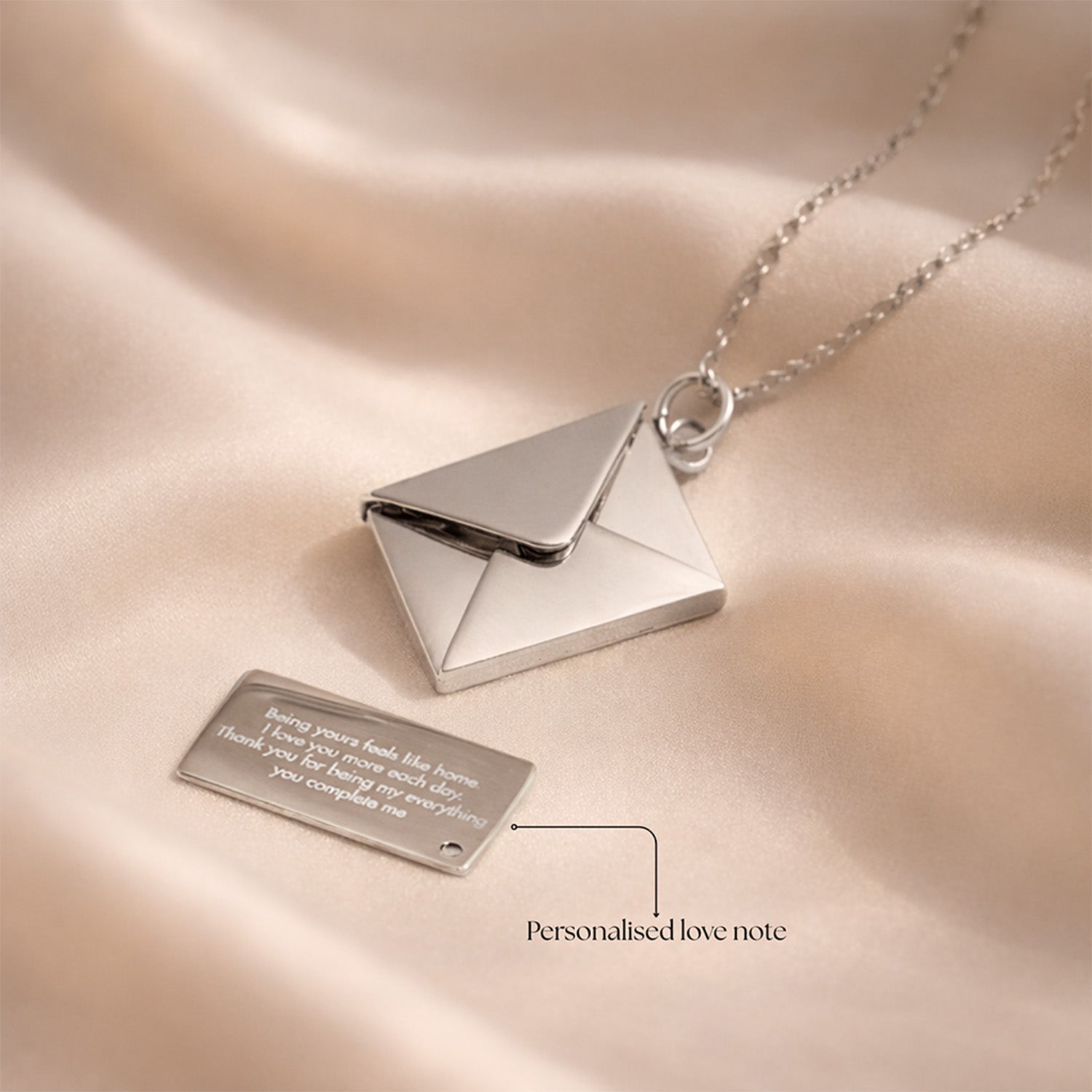 Personalised Envelope Necklace Silver