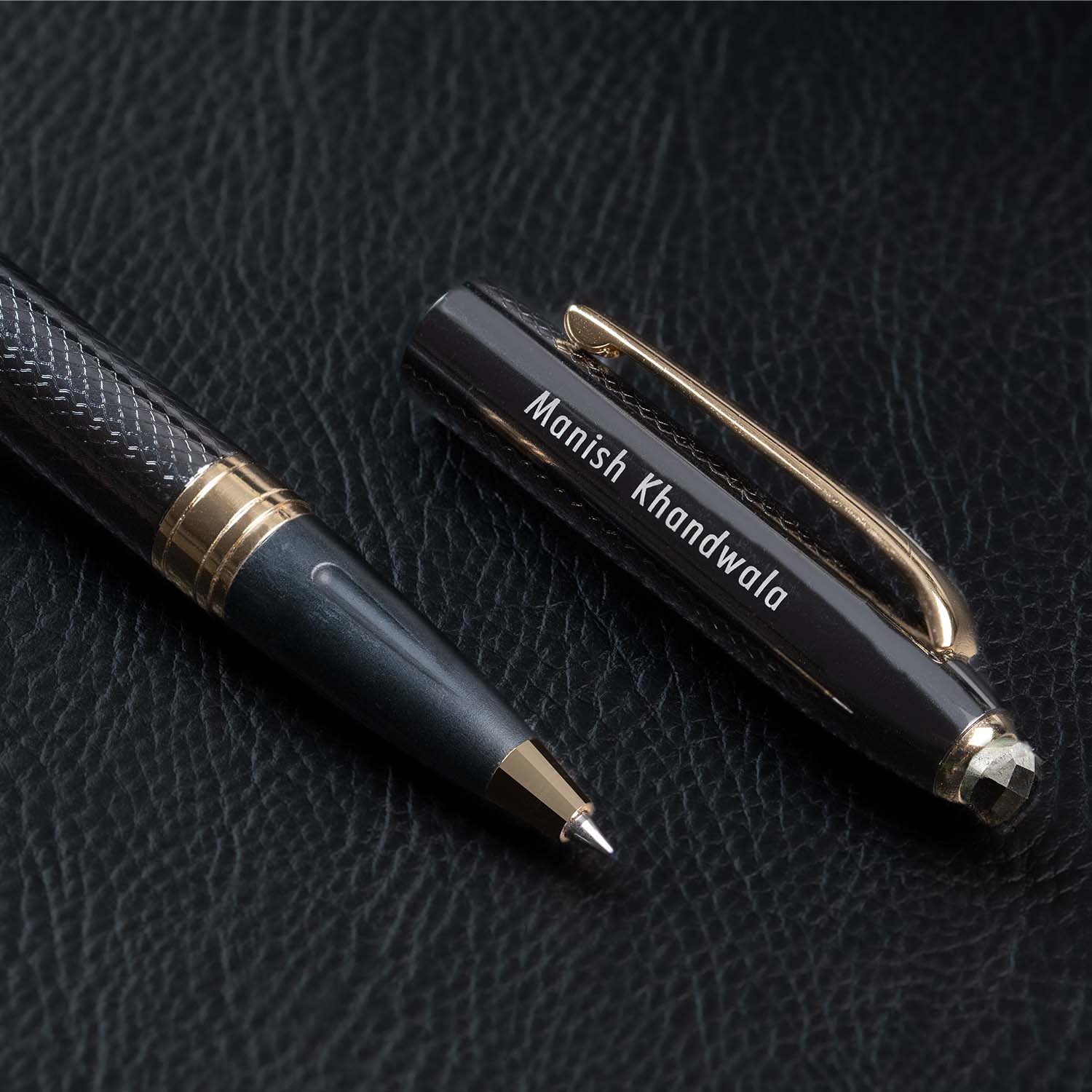 Matte Black Notebook with Pyrite 2 in 1 MagSnap Roller Ball Pen with Stylus Personalised