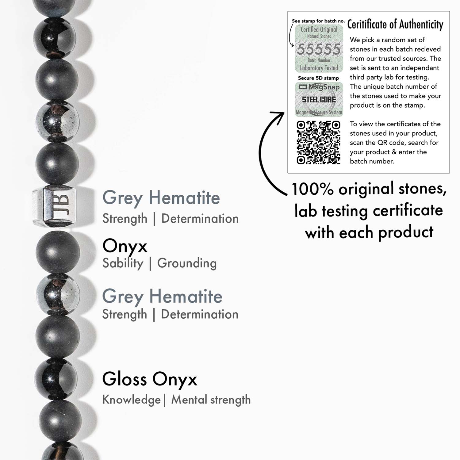 Personalised Stealth Gloss Black Bracelet With Magsnap2