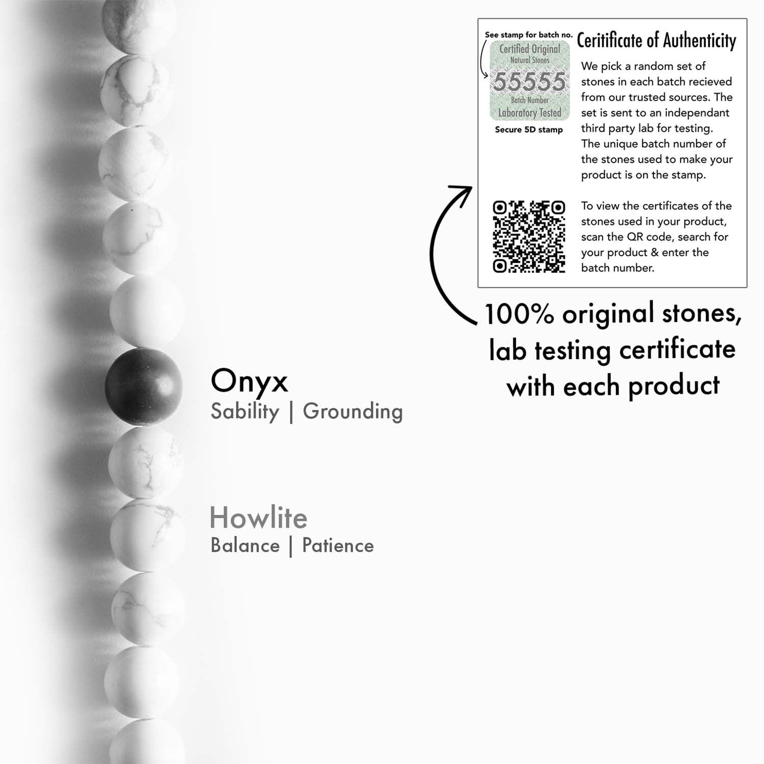 Natural Stone Jewellery Poise Howlite and Black Onyx Bracelet