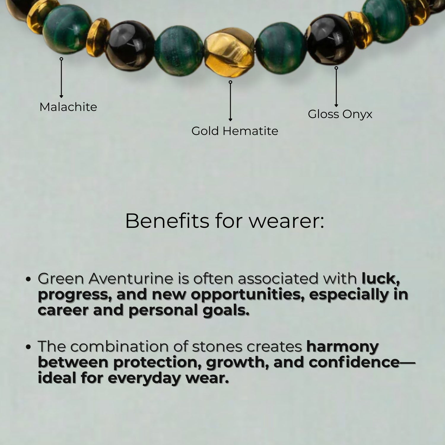 Prosperity Gloss Onyx & Malachite Natural Stone Bracelet Elastic