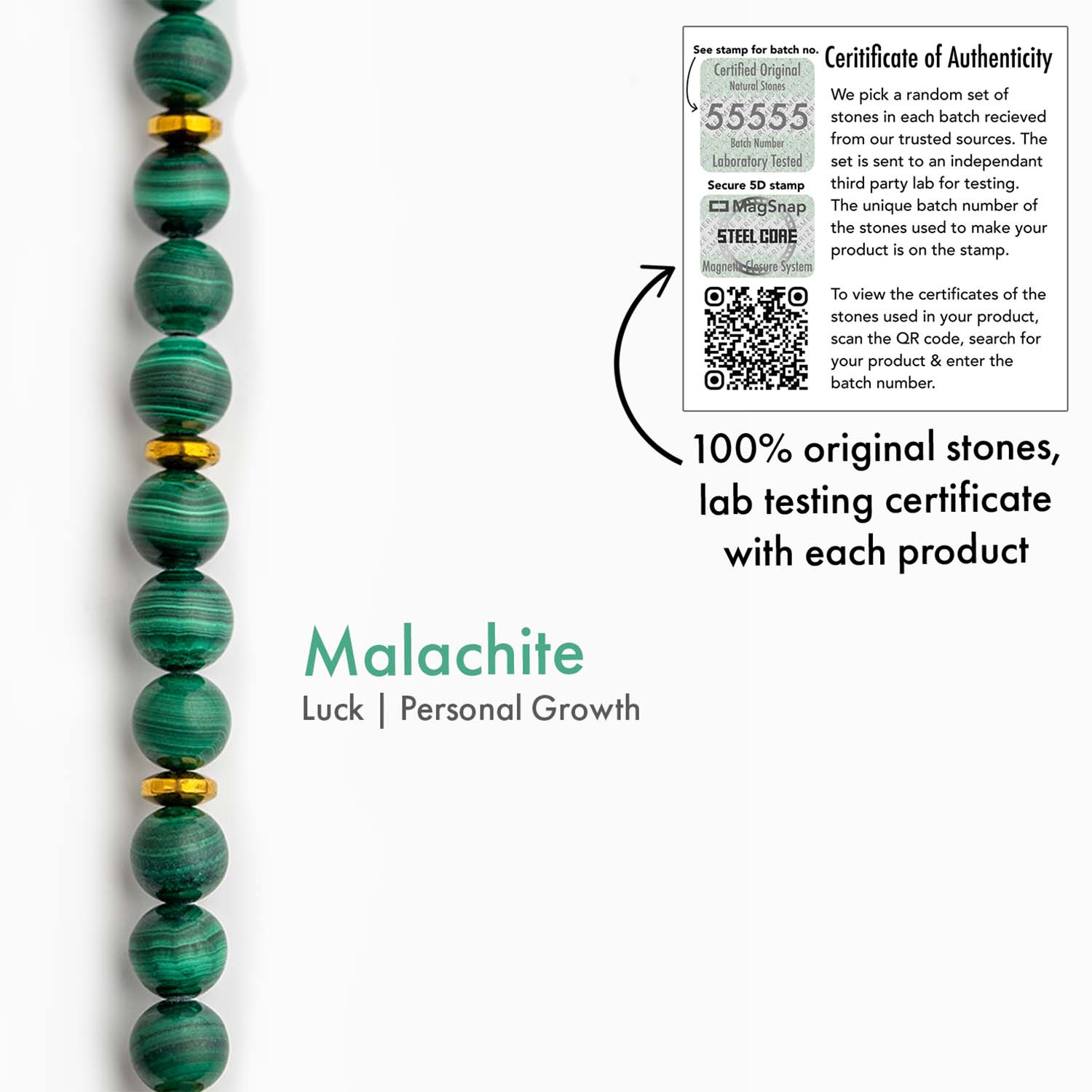 Prosperity Malachite Natural Stone Bracelet with MagSnap 2