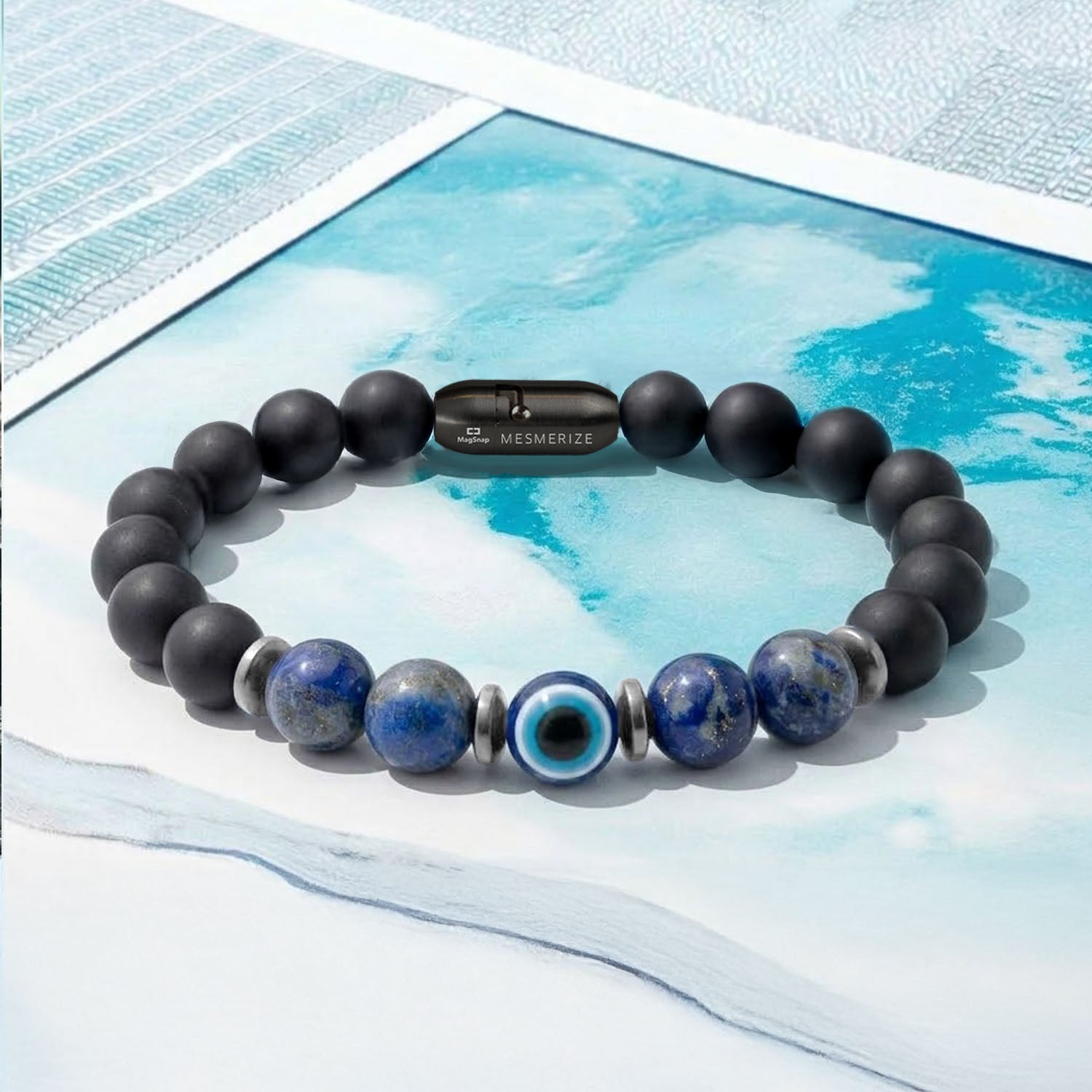 Natural Stone Jewellery Protective Lapis Lazuli Evil Eye Natural Stone Bracelet with Magsnap