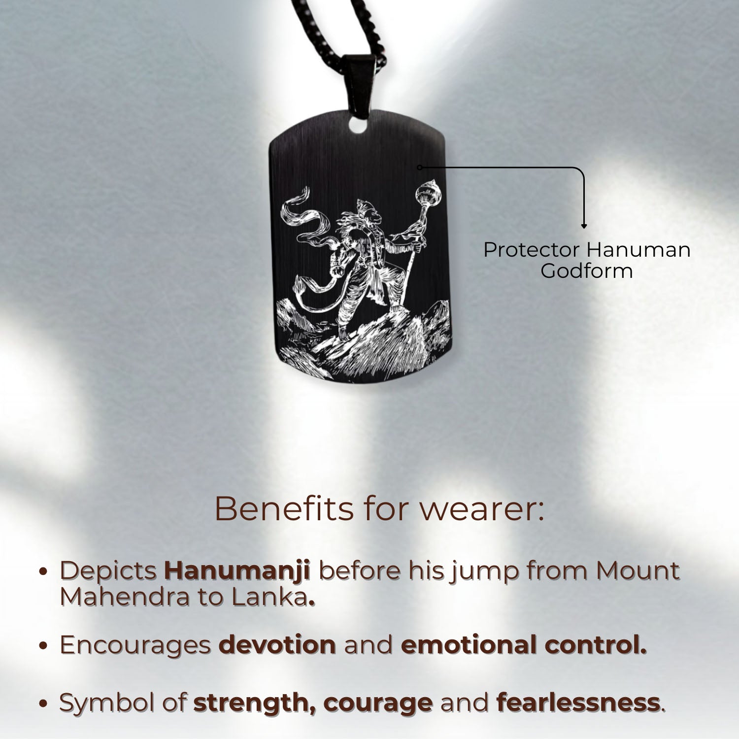 Protector Hanuman Godform Silver Tag Necklace