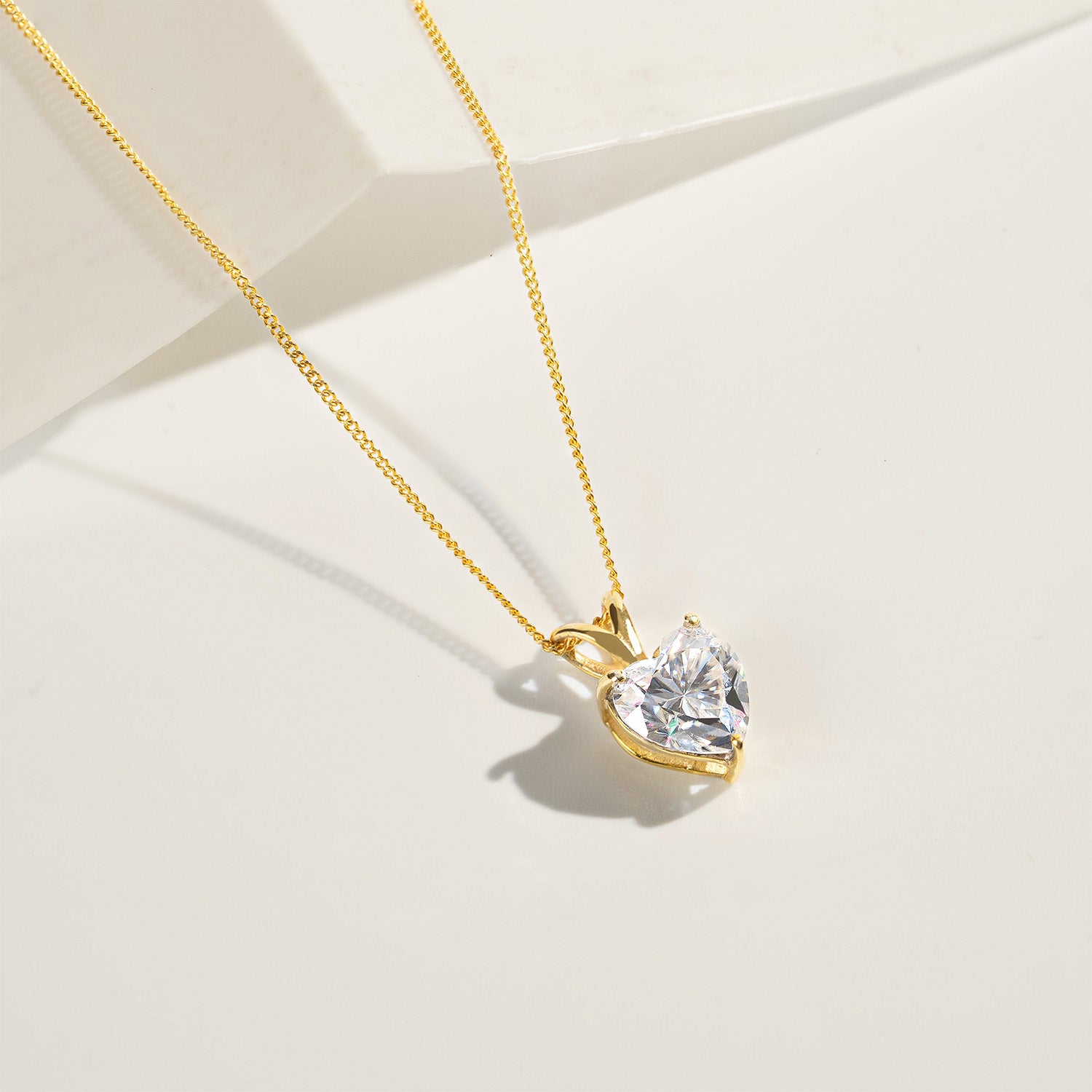Pure 925 Silver Gold Valentine's Necklace With Moissanite Gemstone