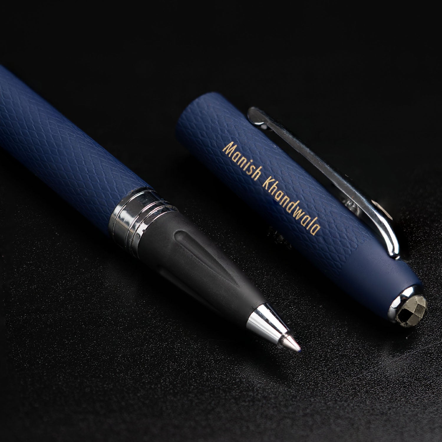 Matte Blue Finish Pyrite 2 in 1 MagSnap Roller Ball Pen with Stylus Personalised