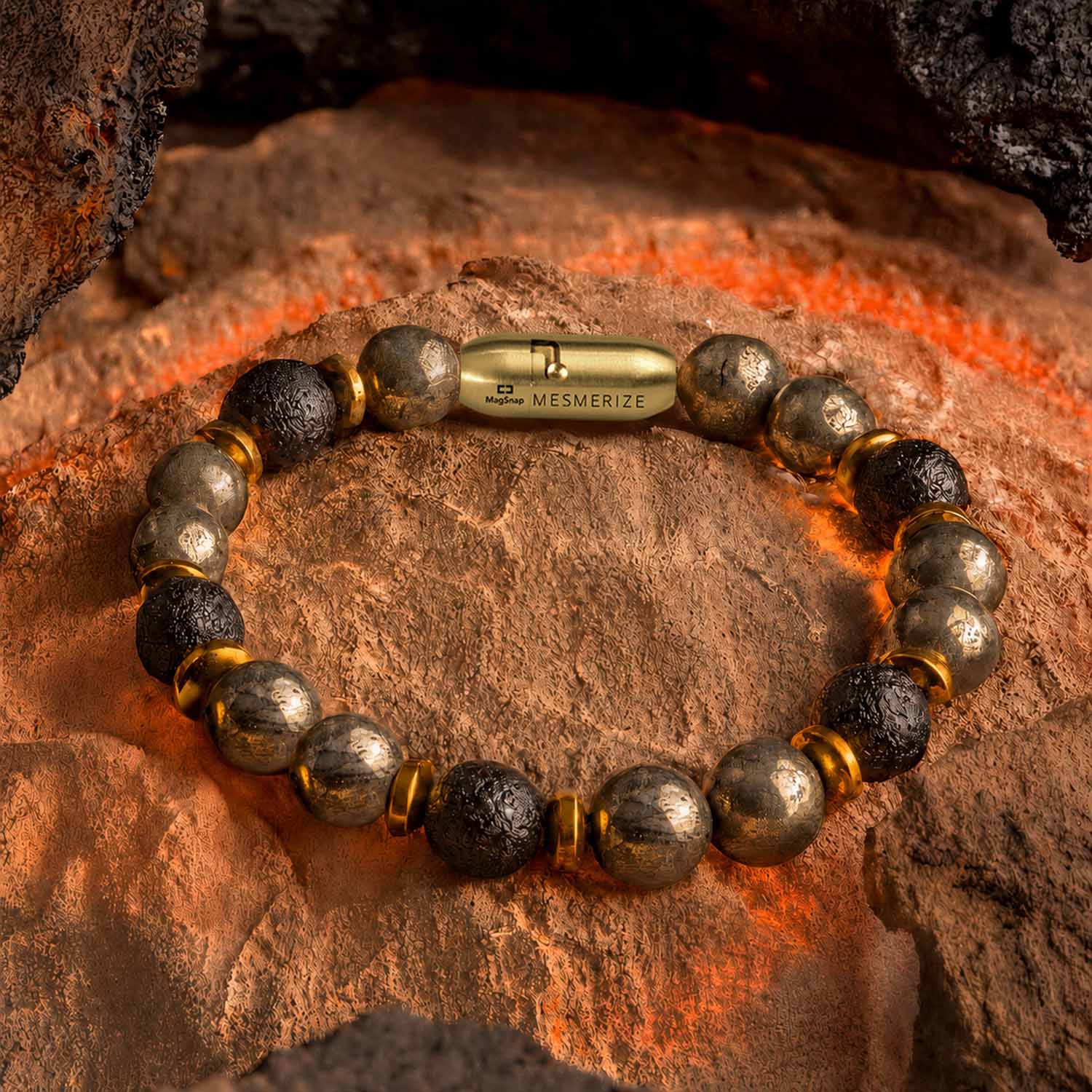 Prosper Pyrite & Saffordite Natural Stone Bracelet With MagSnap2