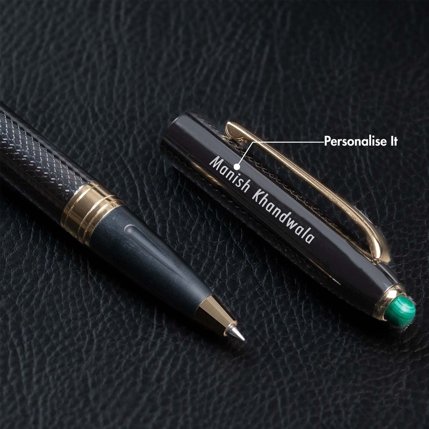 Personalised Malachite 2 in 1 MagSnap Roller Ball Pen with Stylus