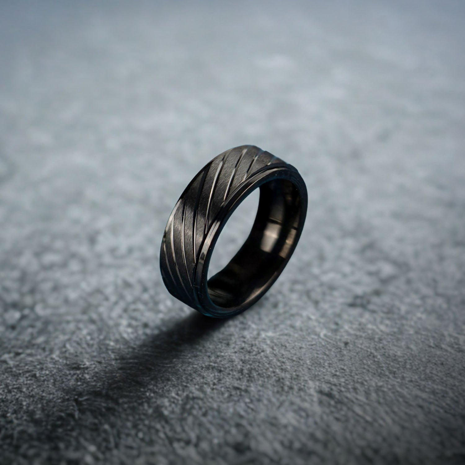Riven Black Band Ring