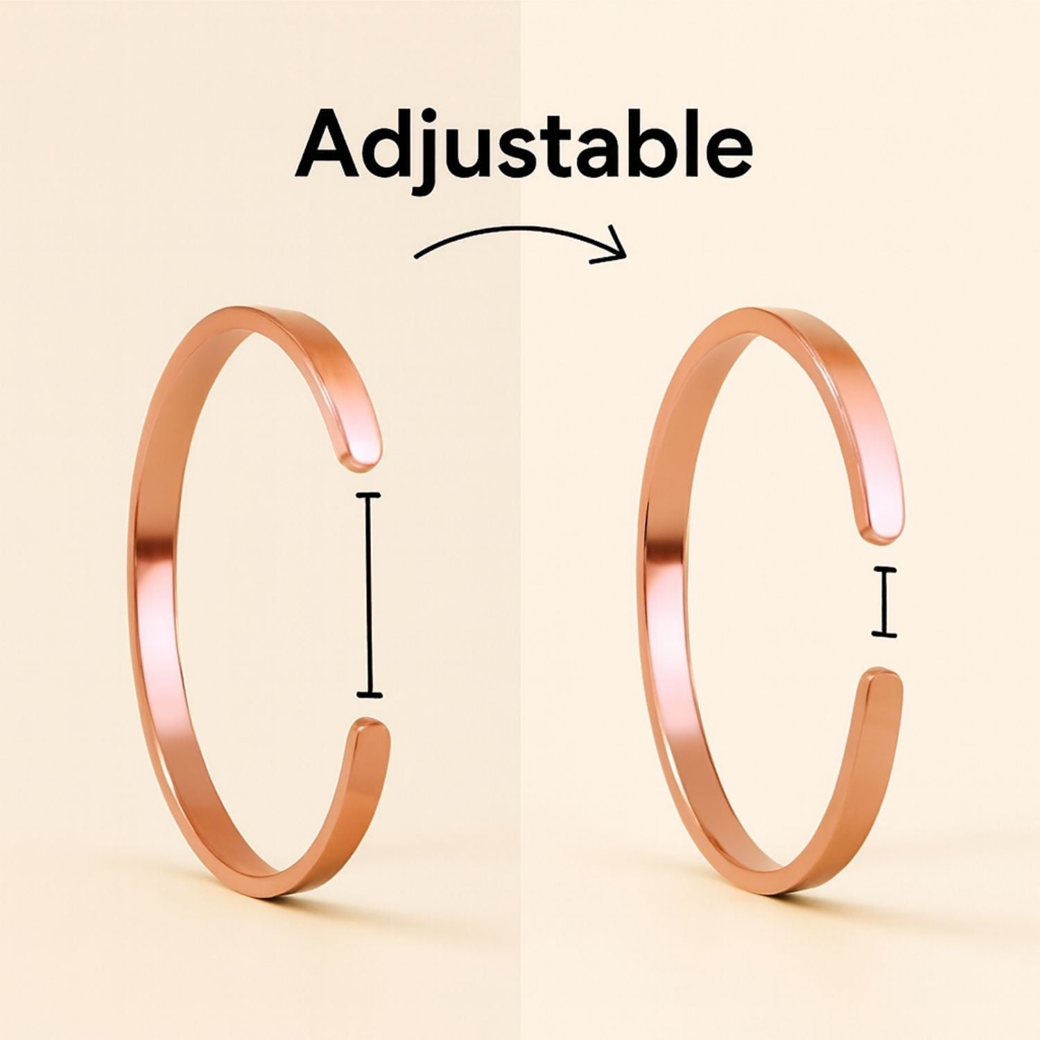 Khanda Gloss Cuff Adjustable Bracelet Rose Gold