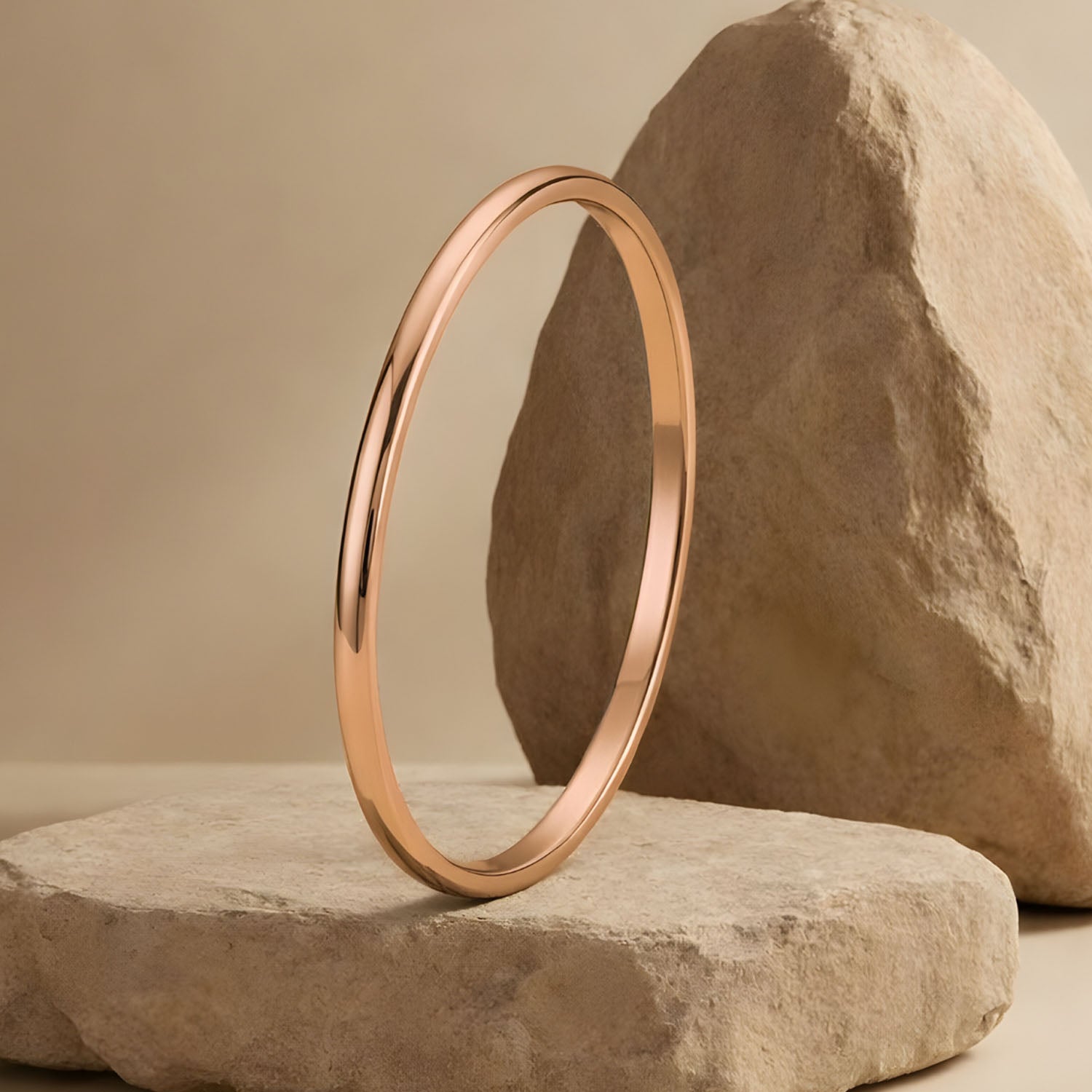 Round Curved Thin Punjabi Kada Rose Gold