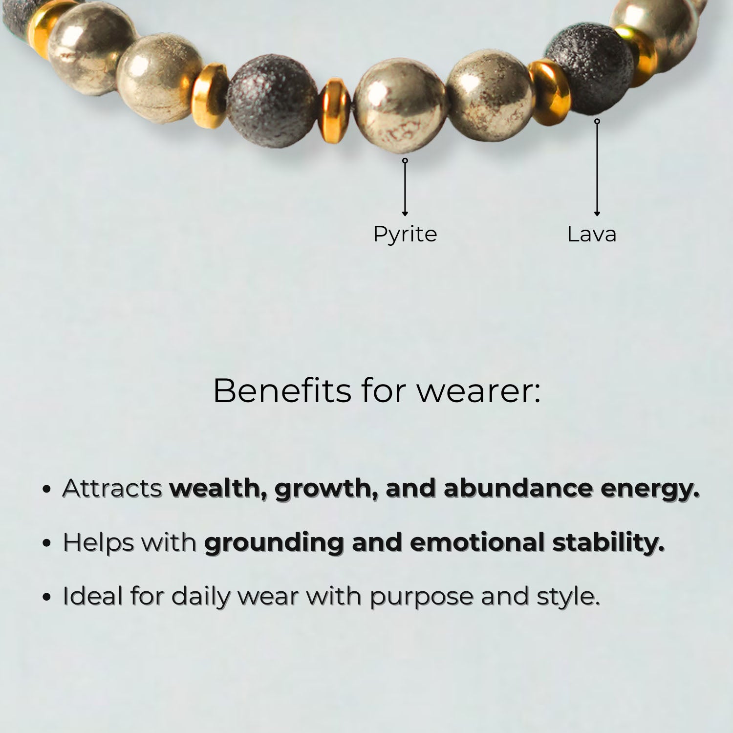 Prosper Pyrite & Saffordite Natural Stone Bracelet With MagSnap2