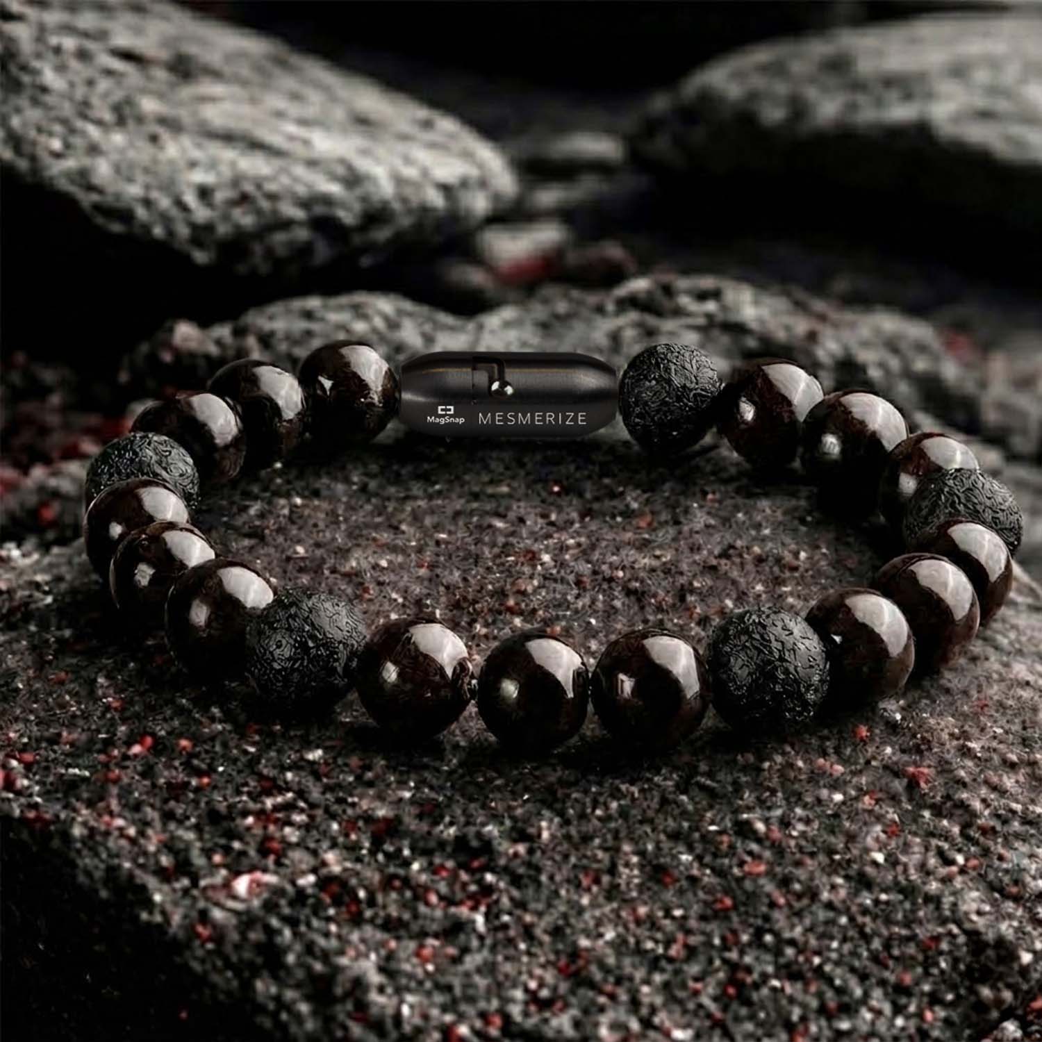 Sacred Saffordite & Garnet Natural Stone Bracelet With MagSnap2