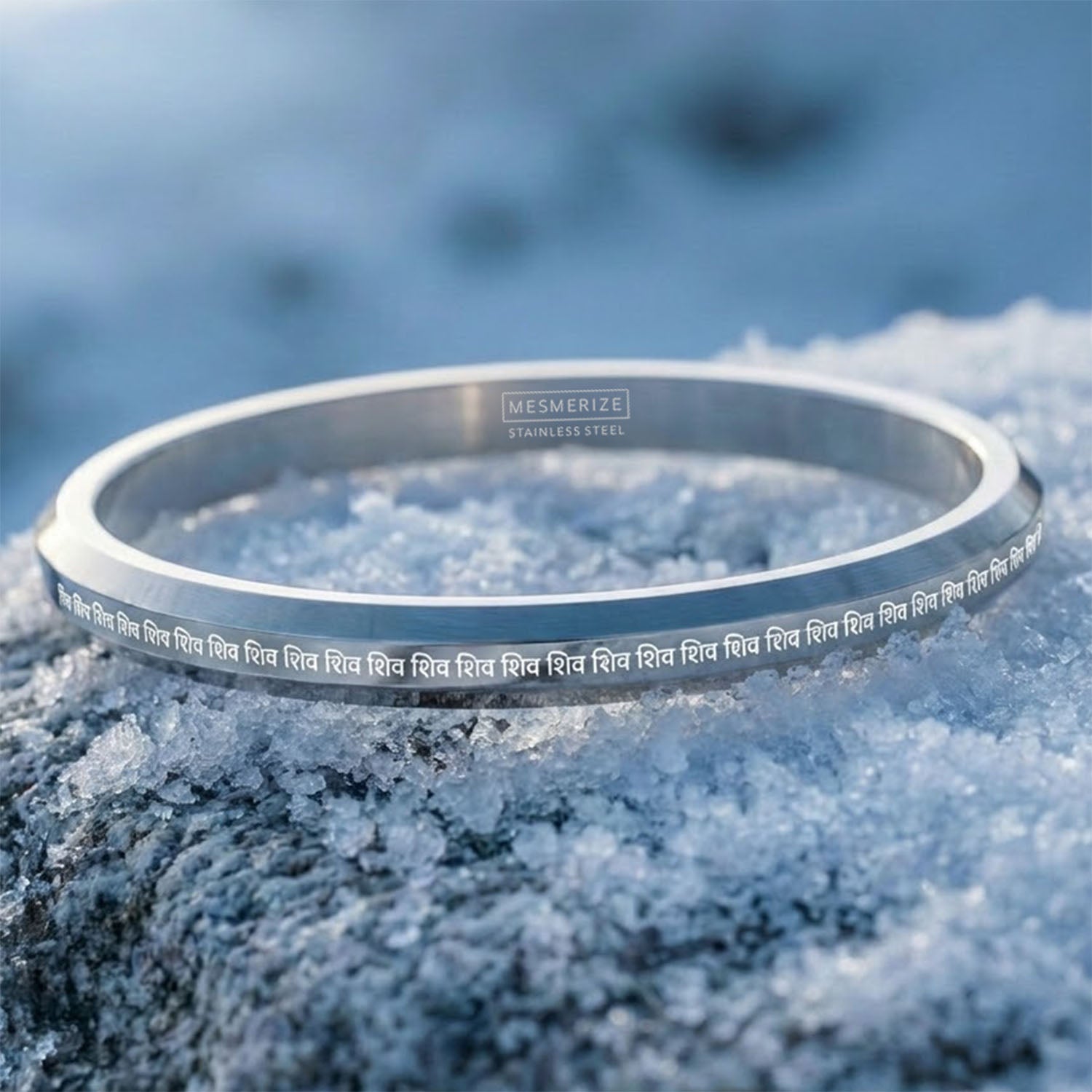 Shiv MicroCarved Round Kada Silver