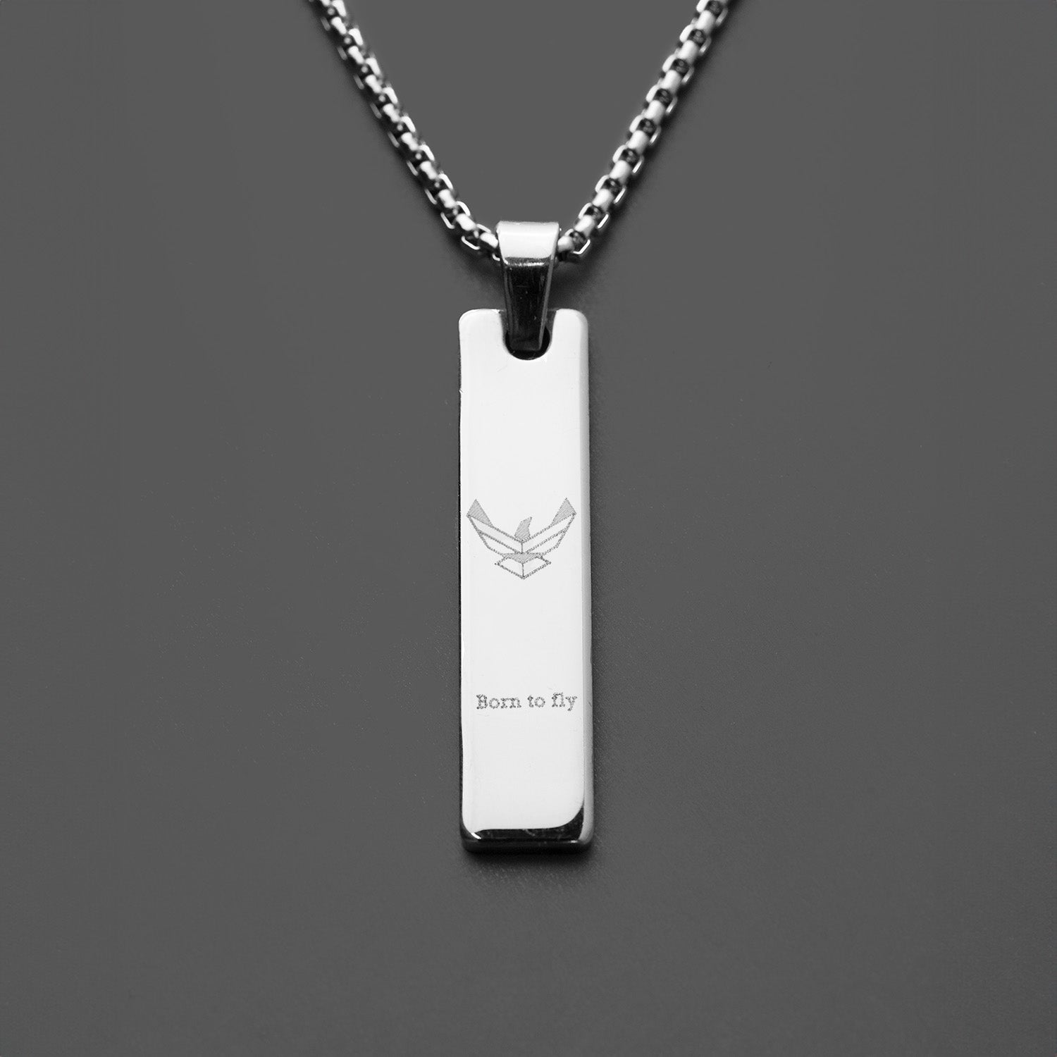 Silver Airforce Combat Mini Bar Necklace
