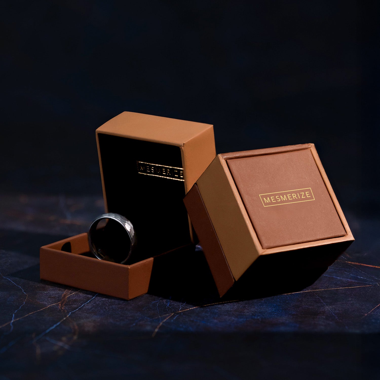 Forged Hammered Tungsten Carbide Band Ring SILVER